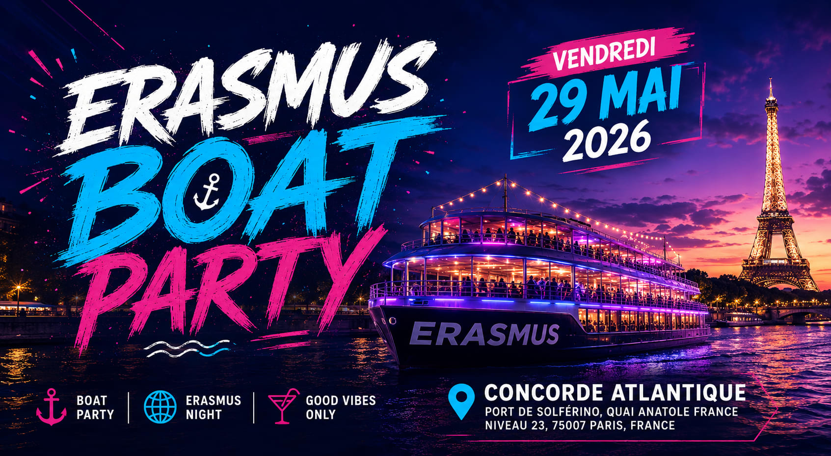 International & Erasmus Boat Party Cover