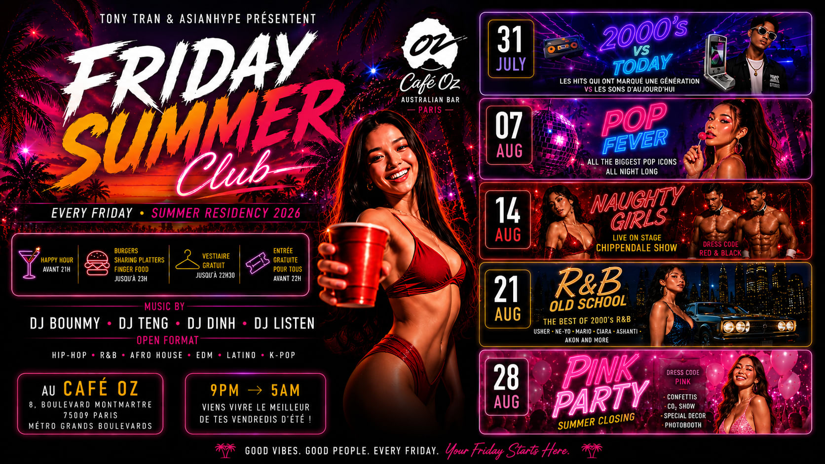 Friday Summer Club Café Oz X Naughty Girl Cover