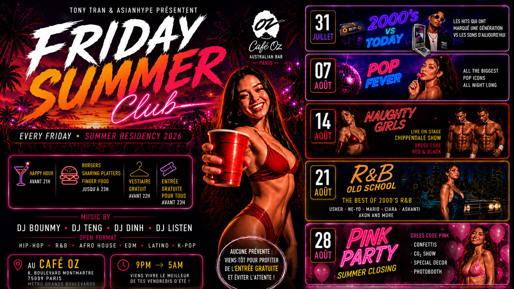 Friday Summer Club Café Oz X Pop Fever Cover