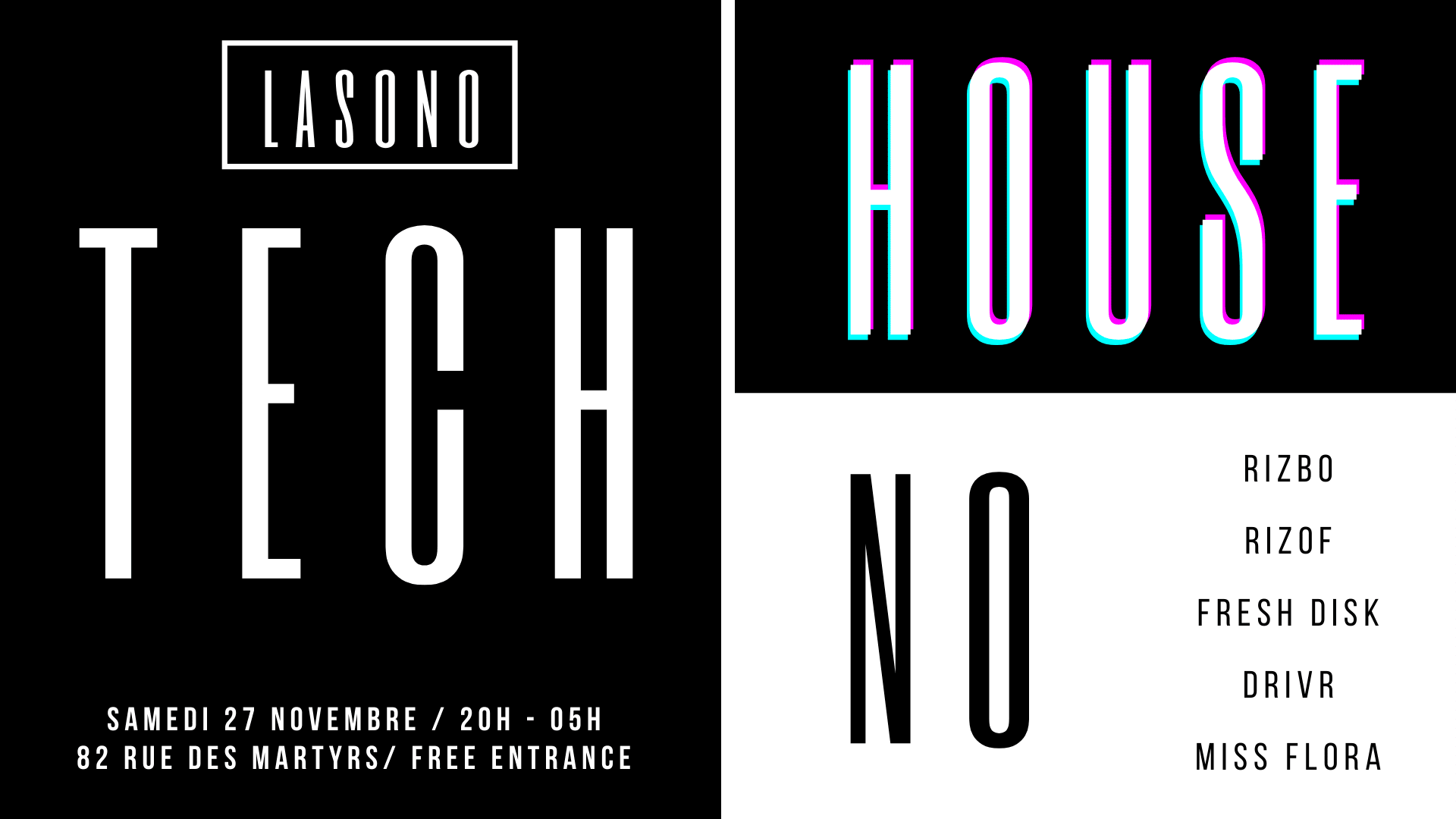 Lasono: Tech House // Tech No (Entrée Free) Cover