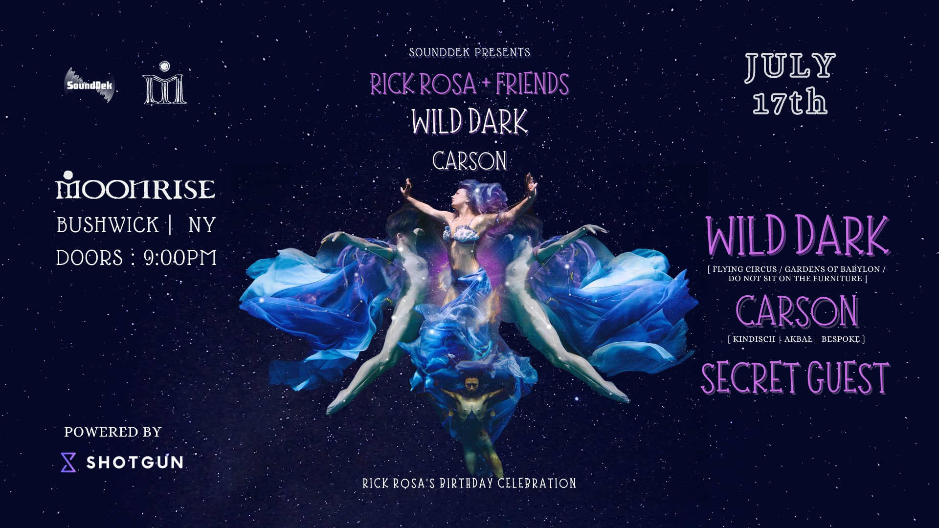 Sounddek Presents: Wild Dark, Rick Rosa , Carson & More  Cover