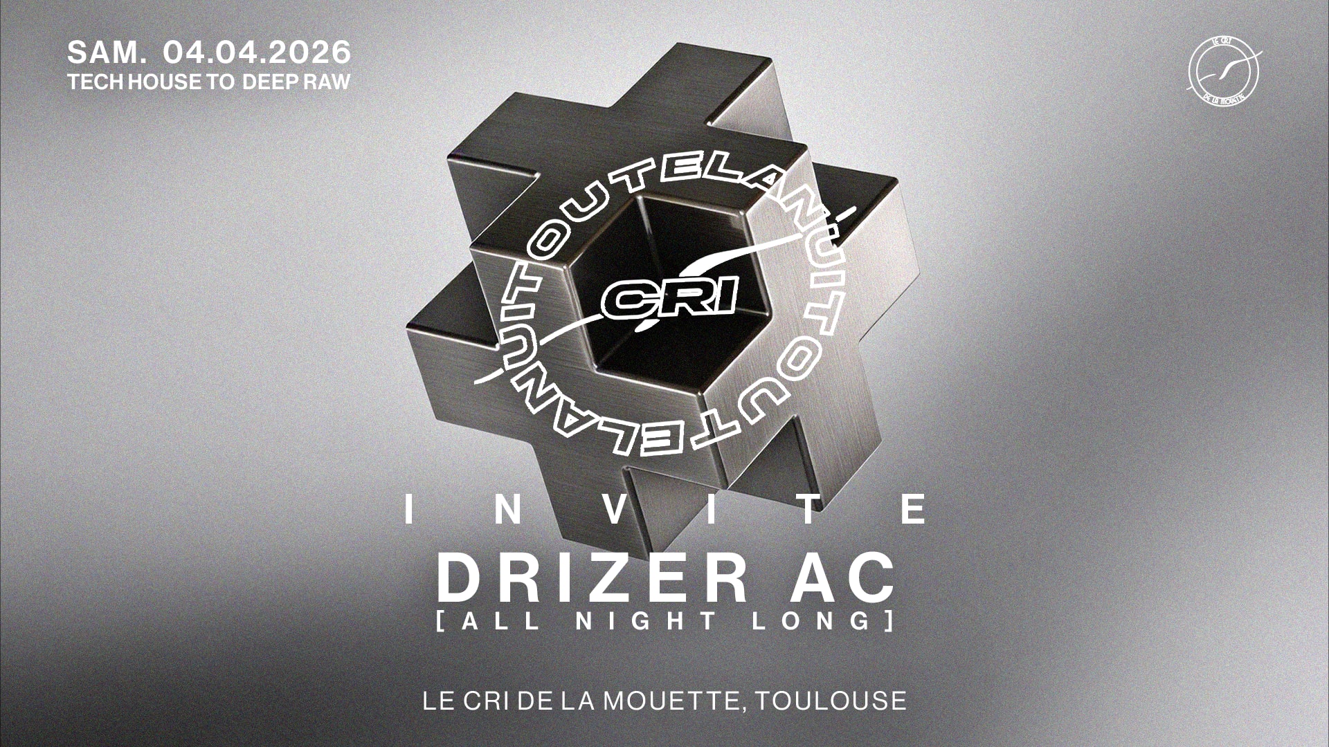Cri Toute La Nuit Inv. Drizer Ac All Night (Techno, Deep) Cover