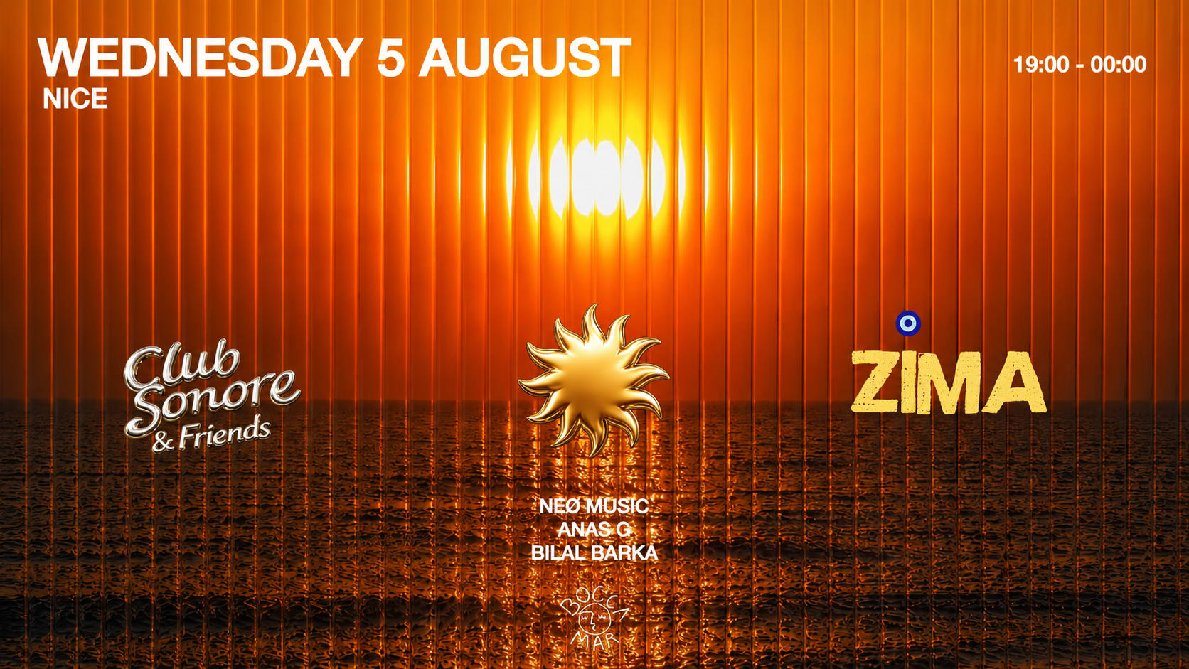 Club Sonore X Zima Édition II  X Wednesday 5 August X Beach Cover