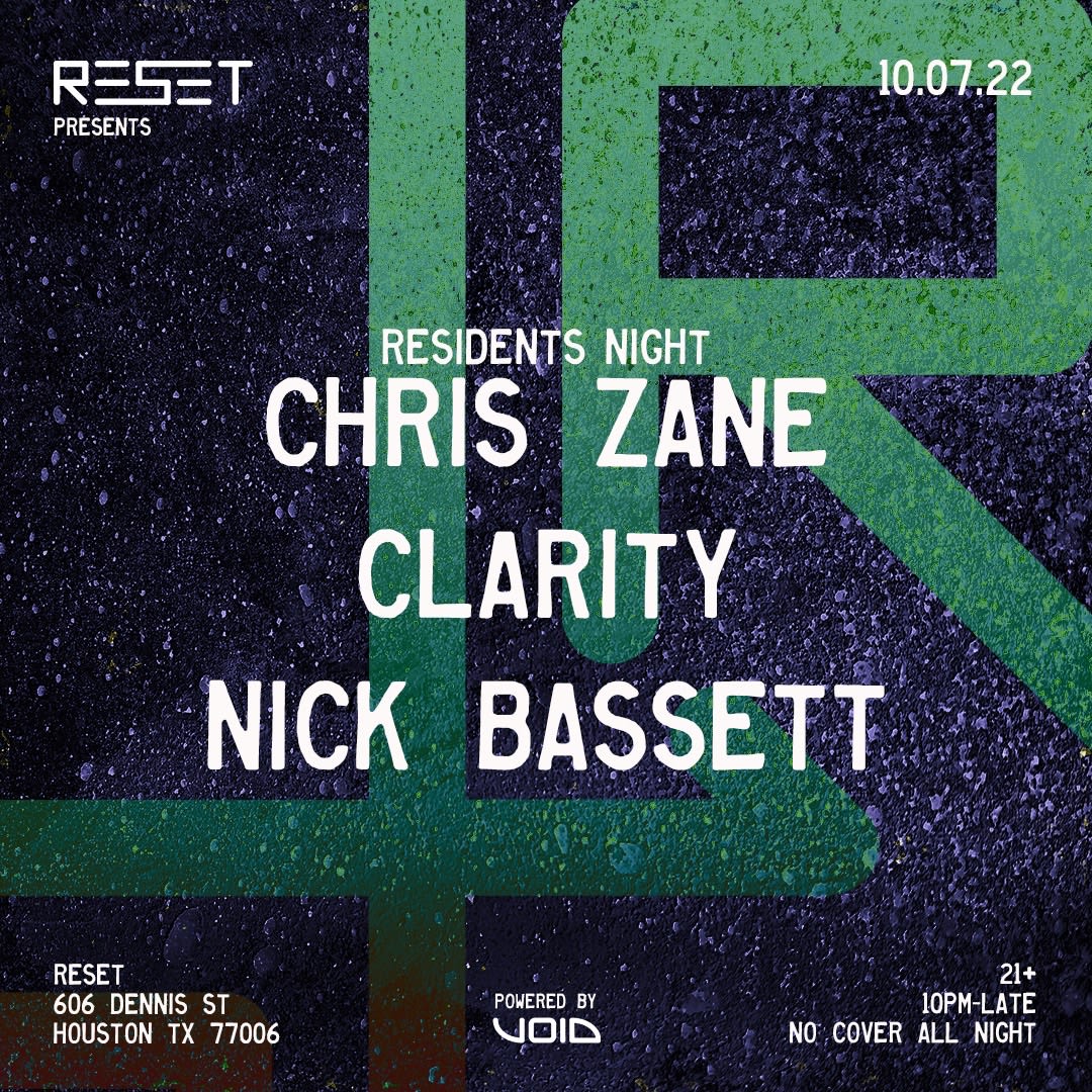 Residents Night With Chris Zane + Clarity + Nick Bassett Cover