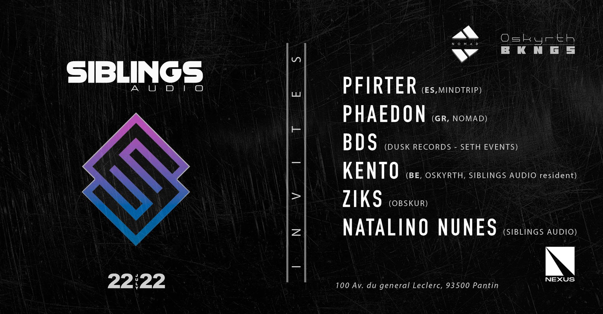 Siblings Audio Invites Pfirter At Nexus (Paris) Cover