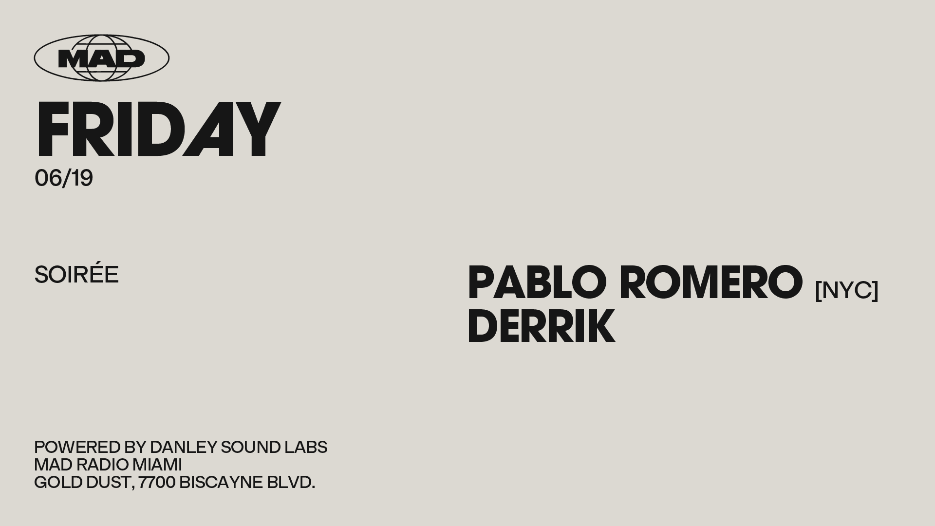 Soirée: Pablo Romero / Derrik Cover