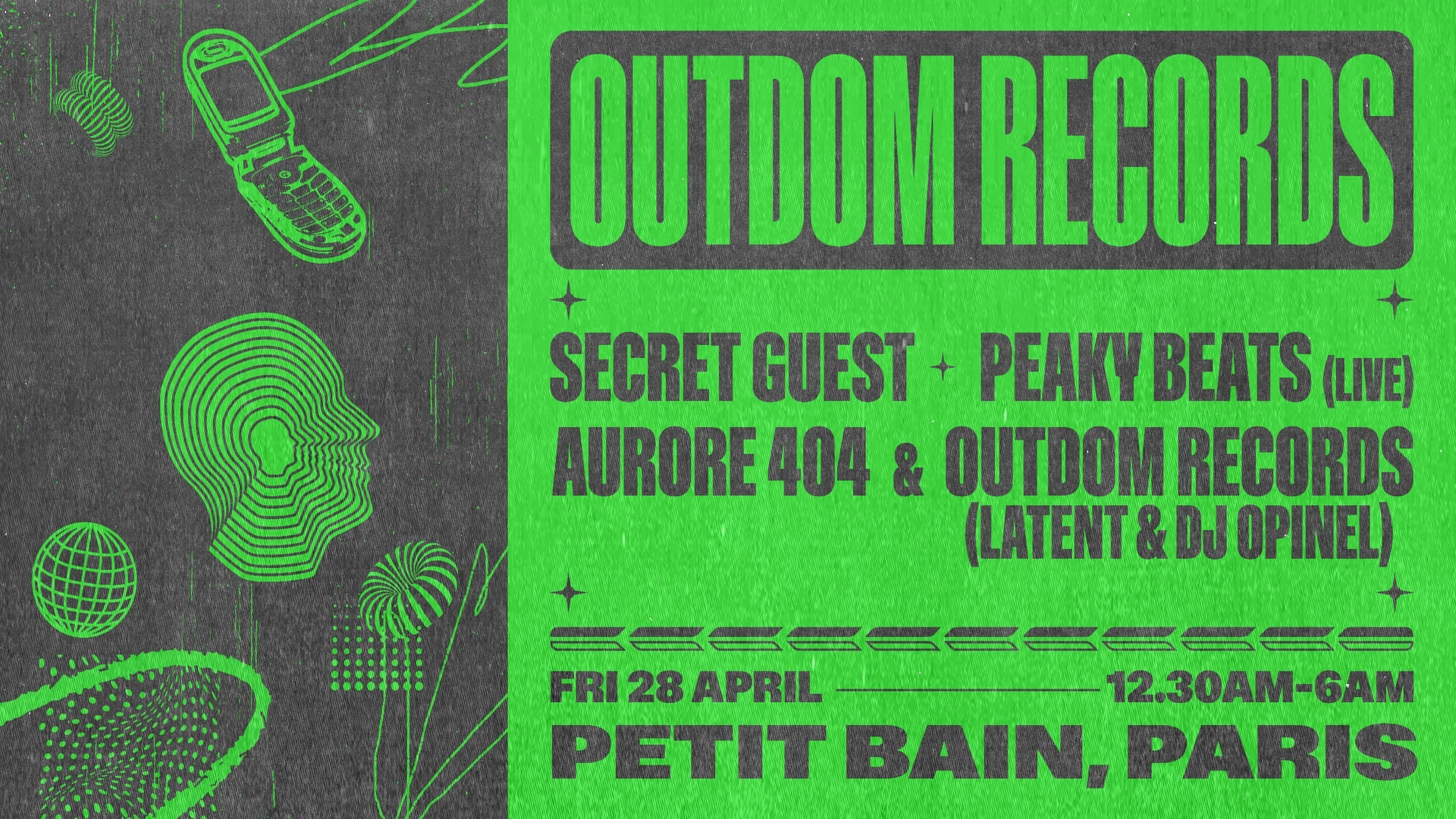Outdom Uk Trip : Peaky Beats (Live)/Secret Guest/Aurore 404 Cover