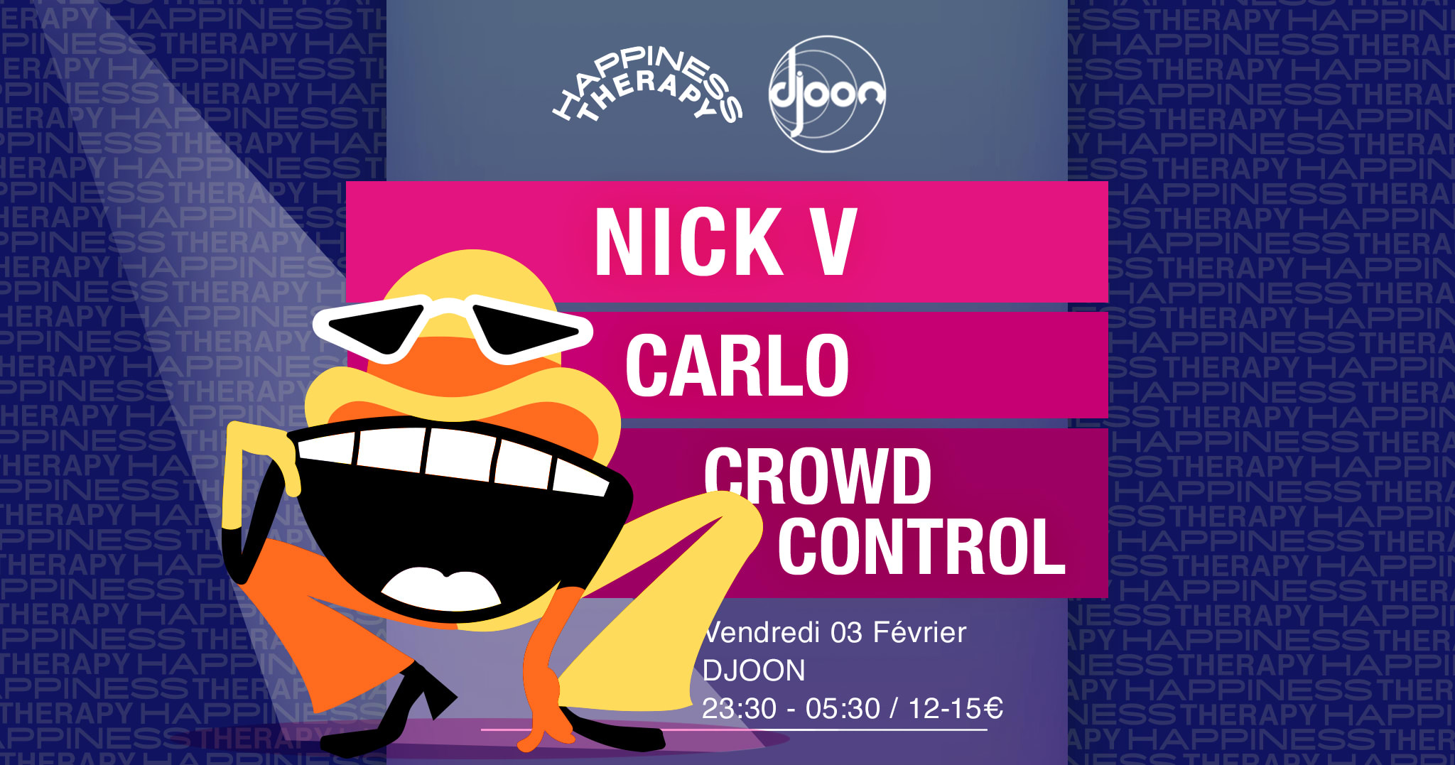 Happiness Therapy : Nick V, Carlo, Crowd Control Cover