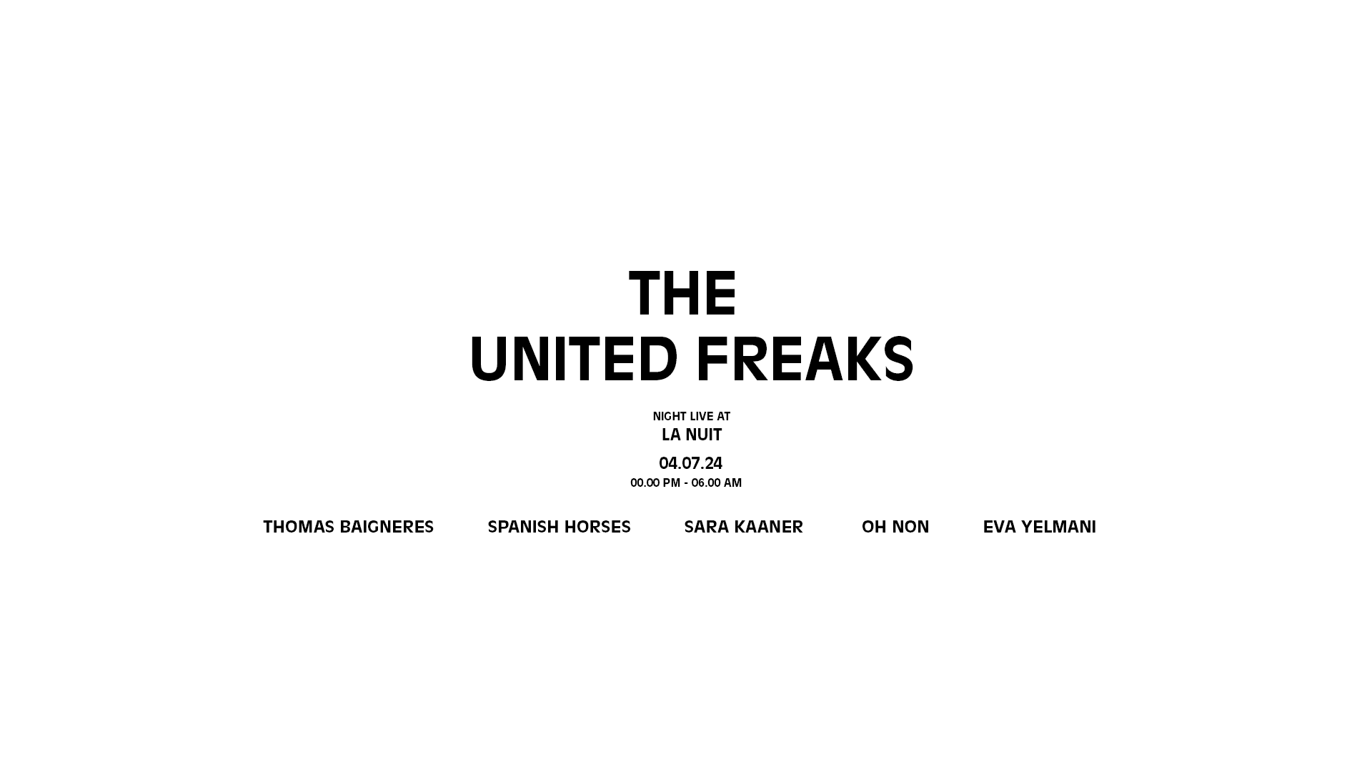 United Freaks 1st Edition At La Nuit Cover