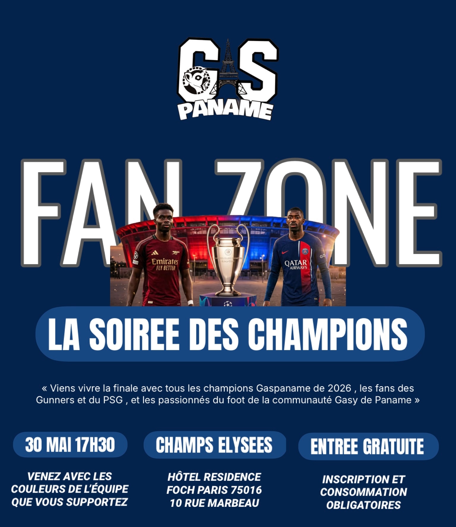 Soirée Fanzone Finale Psg Vs Arsenal Cover