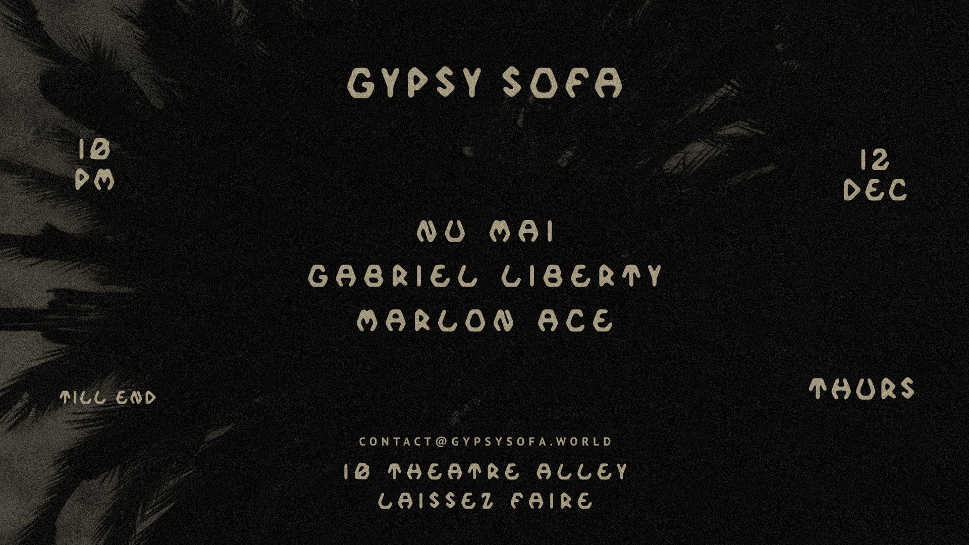 Gypsy Sofa: Nu Mai, Gabriel Liberty, Marlon December 12 Cover