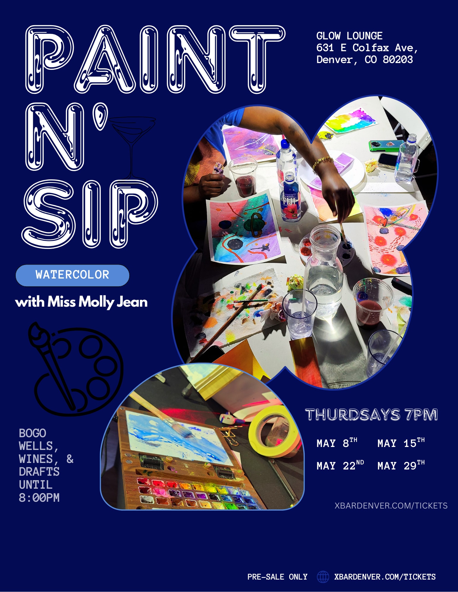 Paint & Sip | Watercolor With Miss Molly Jean (May 15) Cover
