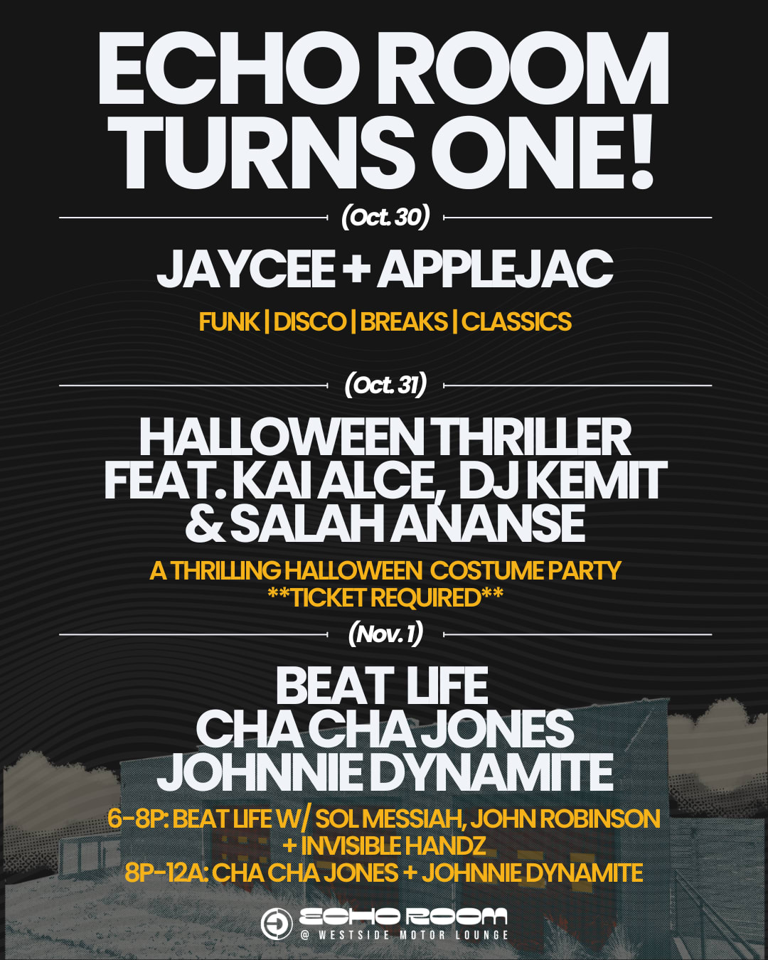 Echo Room Turns 1: Thriller W/ Kai, Kemit + Salah Cover