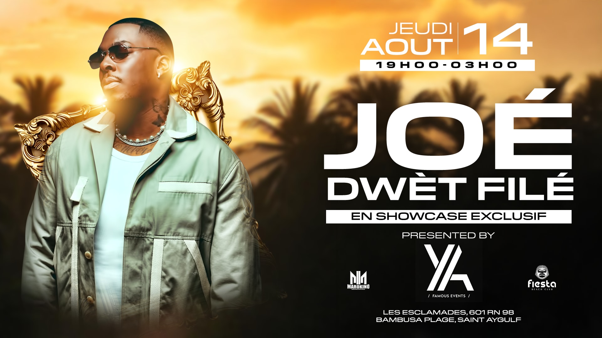 14.08 - Joé Dwèt Filé En Showcase - Fiesta Beach Club Cover