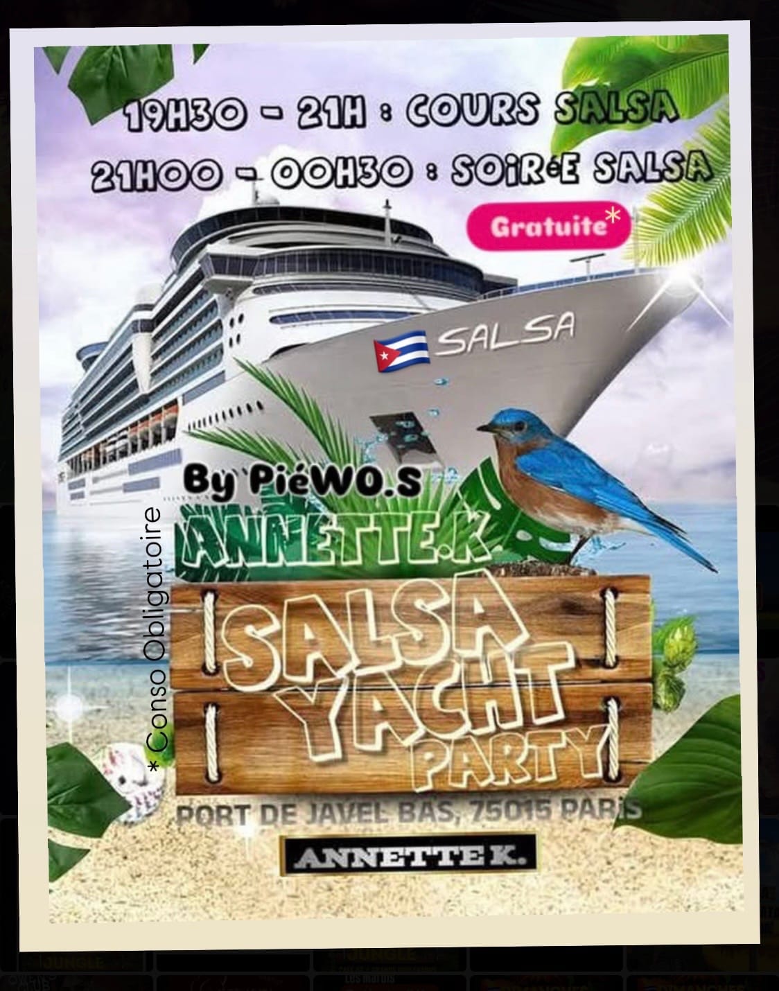Samedi / Soirée Salsa / Peniche Annette K Paris Cover