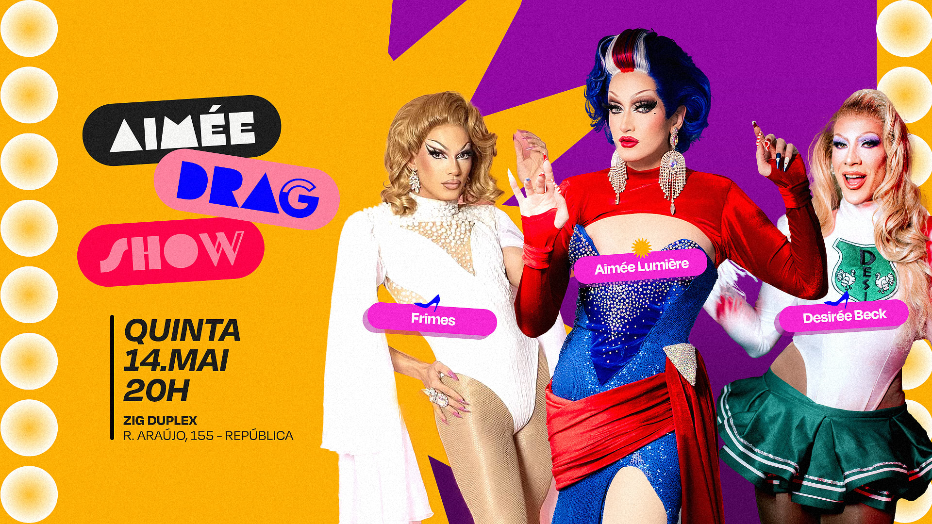 Aimée Drag Show Com Desirée Beck E Frimes 14/05 Cover