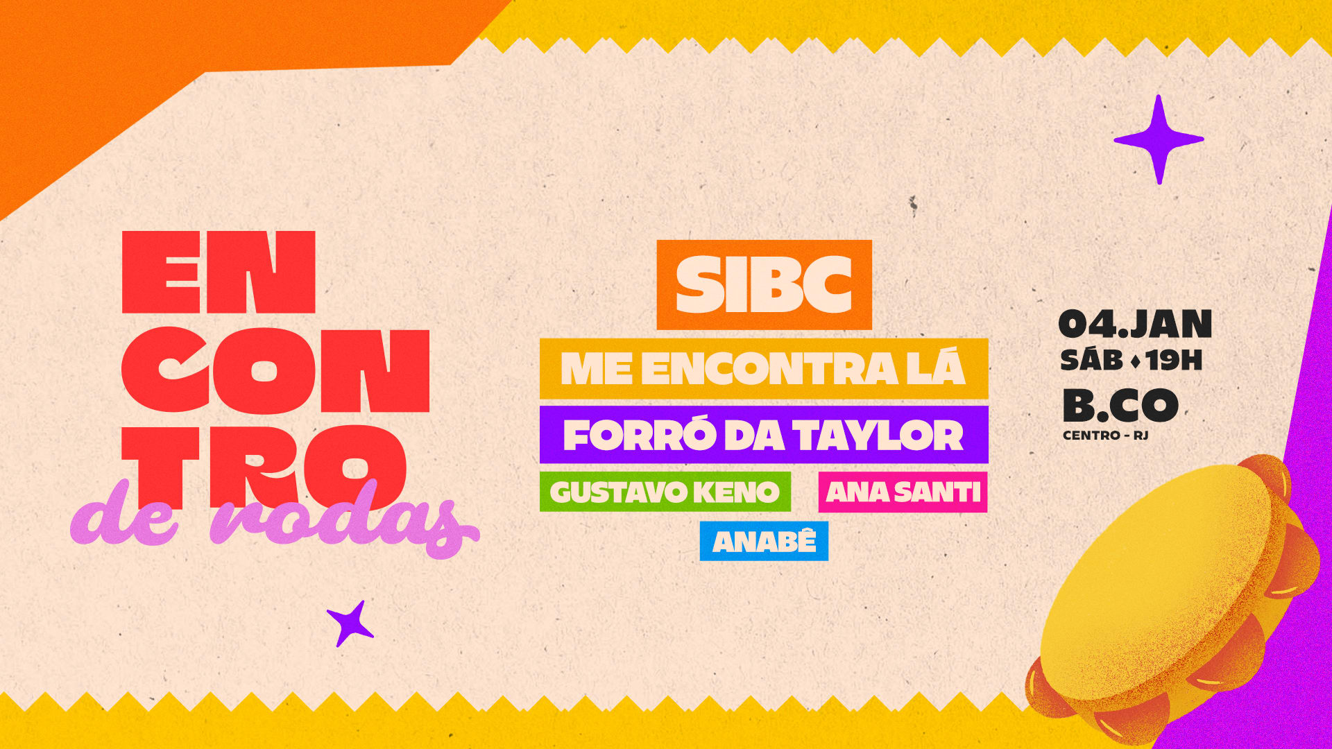 Encontro De Rodas | 04/01 - Bco | Sibc, Mel, Taylor E Dj’S Cover