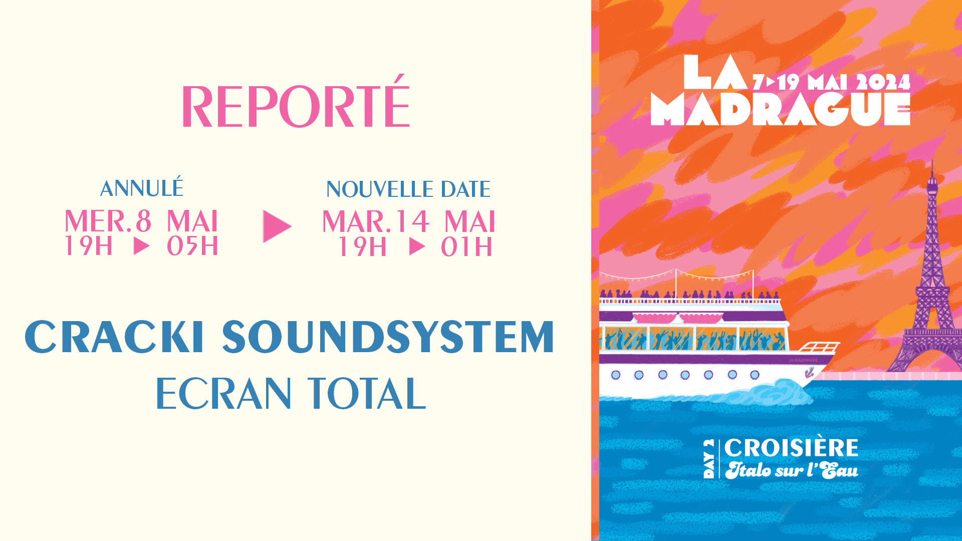 (Annulé) La Madrague 🇮🇹 Italo Sur L'eau : Cracki Soundsystem... Cover