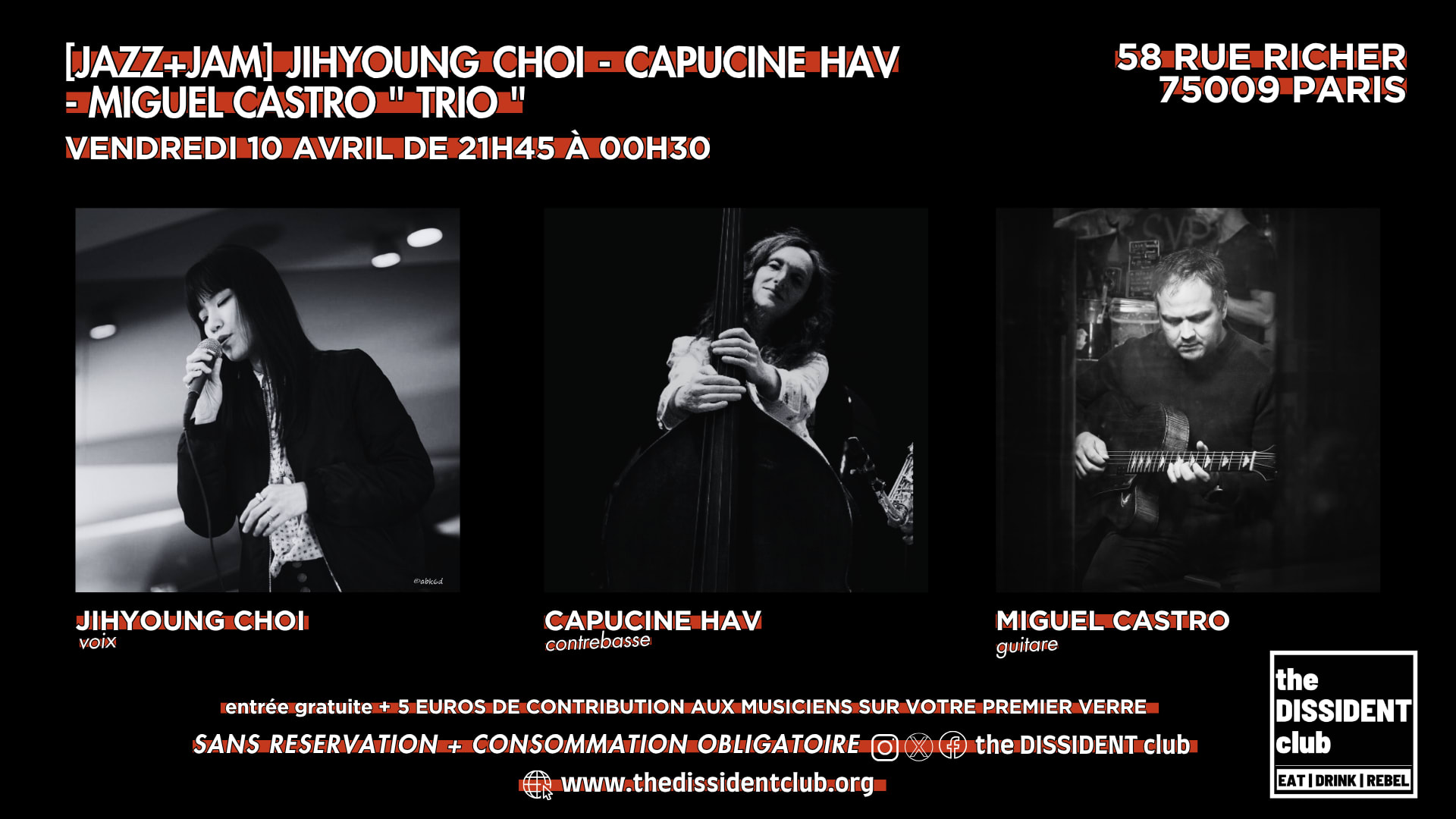 [Jazz+Jam] Jihyoung Choi Capucine Hav Miguel Castro Trio Cover