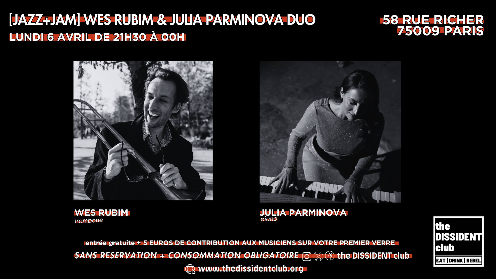 [Jazz+Jam] Wes Rubim & Julia Parminova Duo Cover