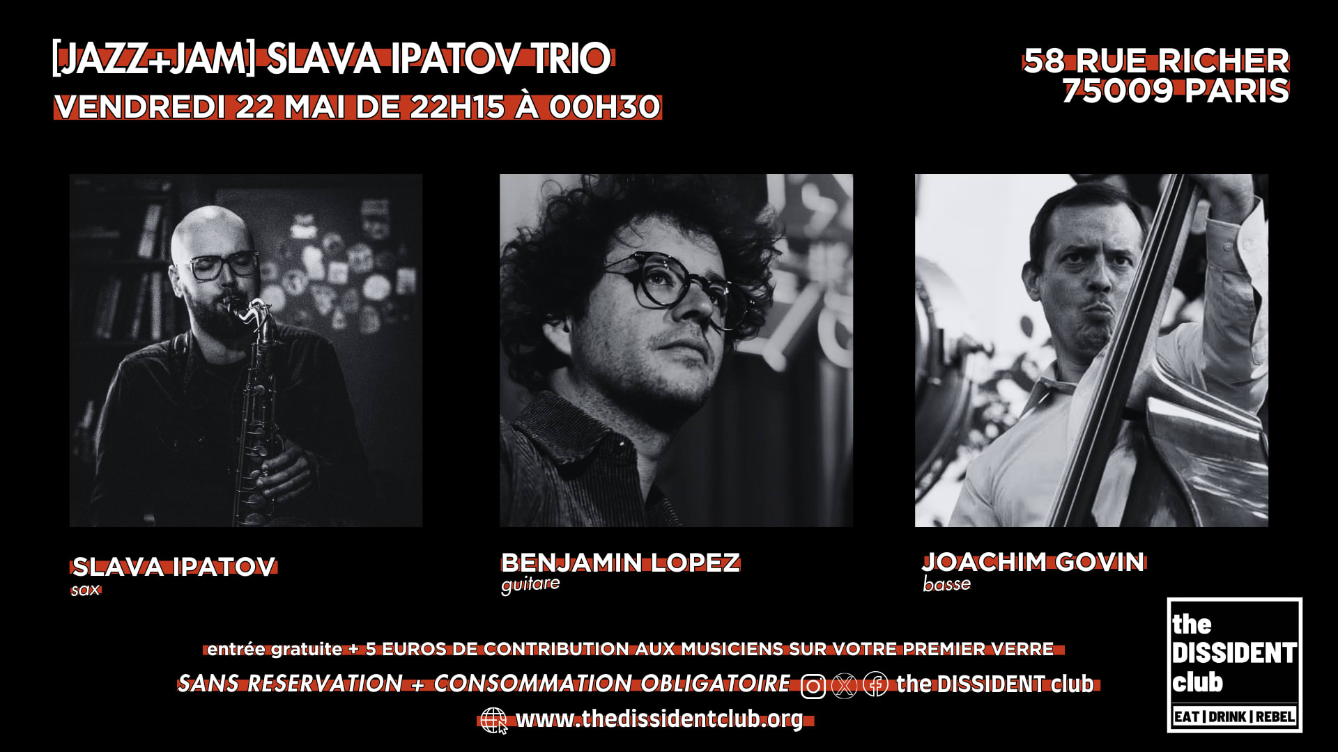 [Jazz+Jam] Slava, Ben, Joaquim Trio Cover