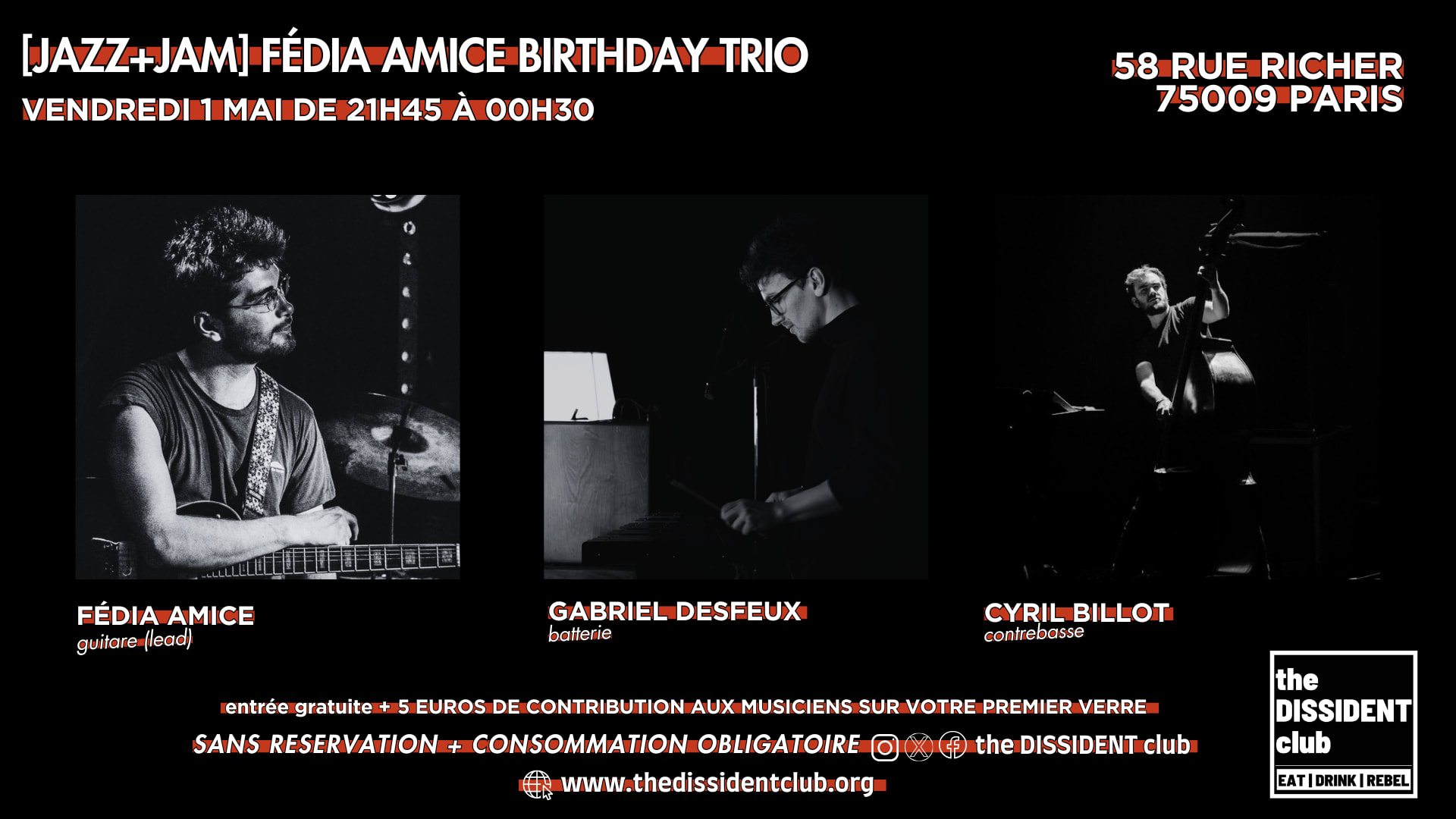 [Jazz+Jam] Fédia Amice Birthday Trio Cover