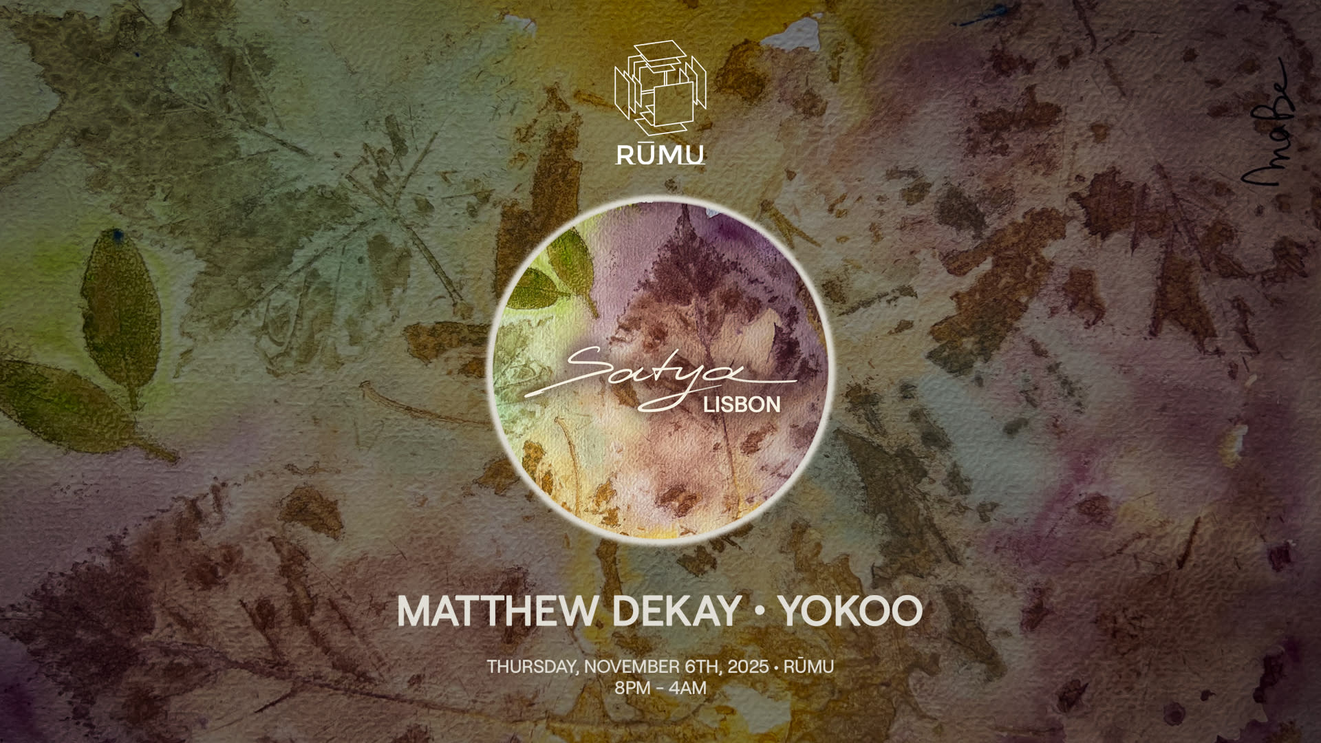 Satya Label Night W/ Matthew Dekay & Yokoo Cover