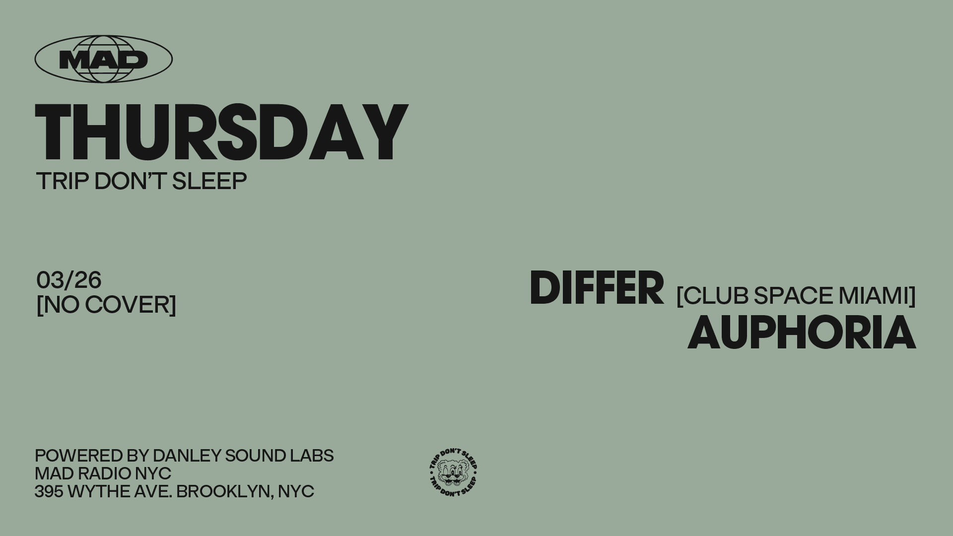 Trip Don't Sleep: Differ (Club Space Miami) / Auphoria Cover