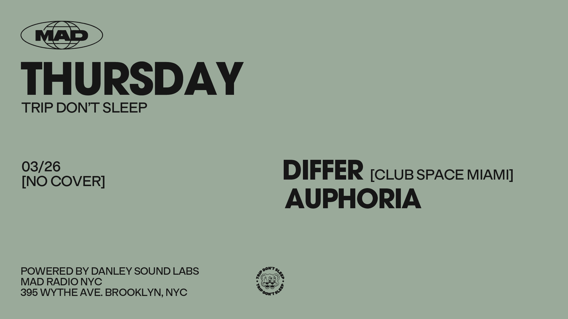 Trip Don't Sleep: Differ (Club Space Miami) / Auphoria Cover
