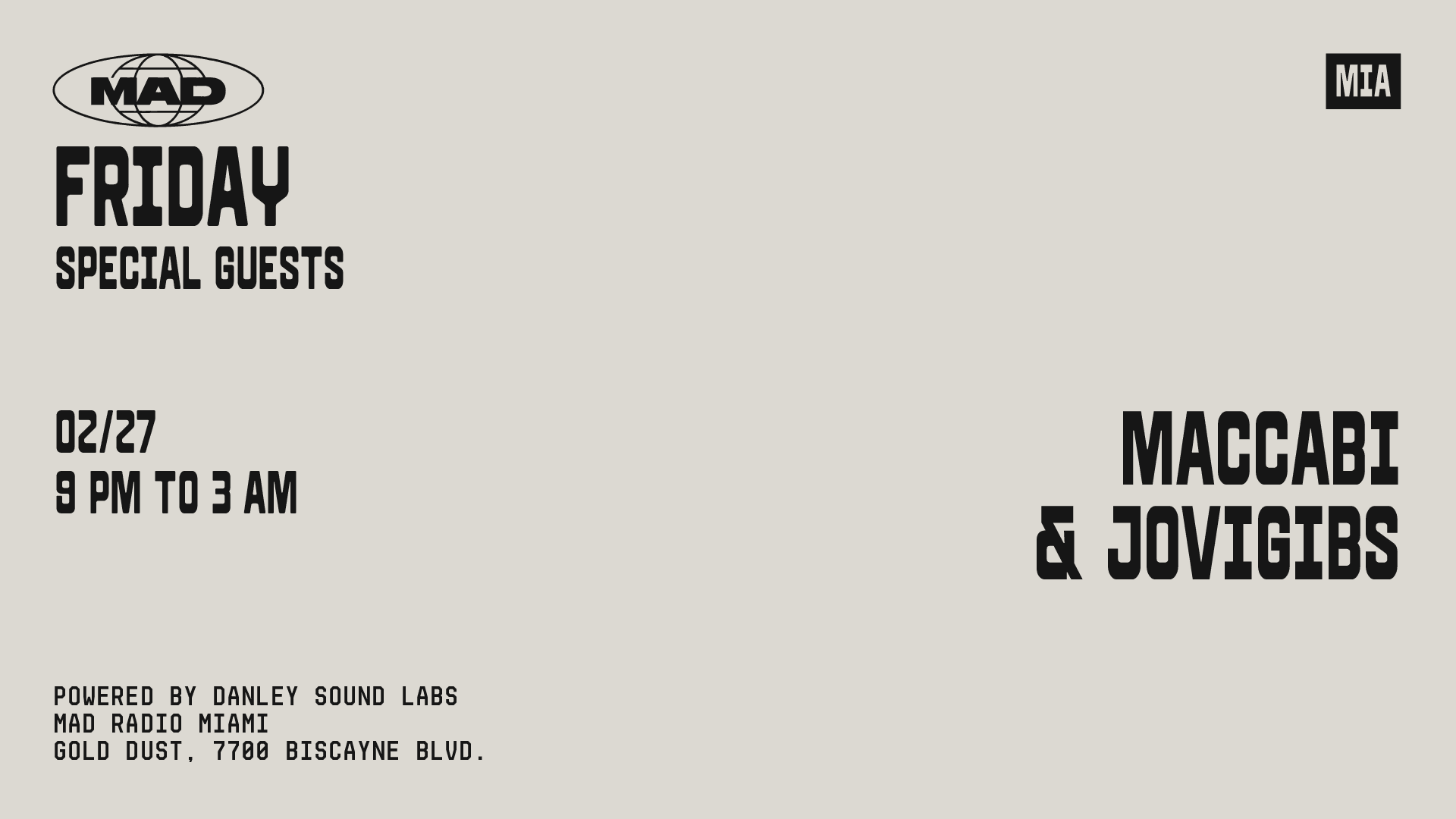 Special Guests: Maccabi & Jovigibs Cover