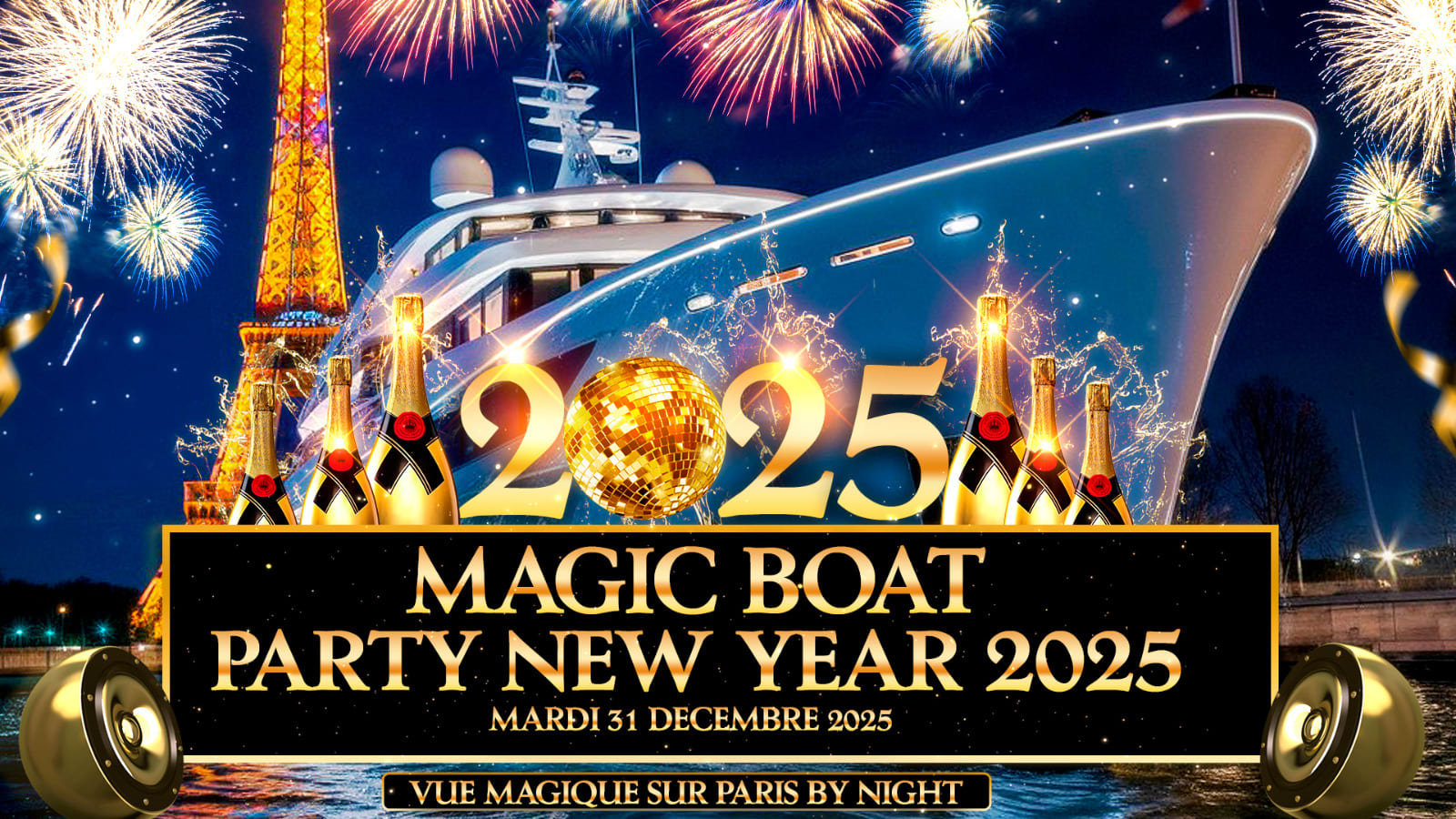 Magic Boat Party Sur La Seine New Year 2025 Vue Notre Dame Cover