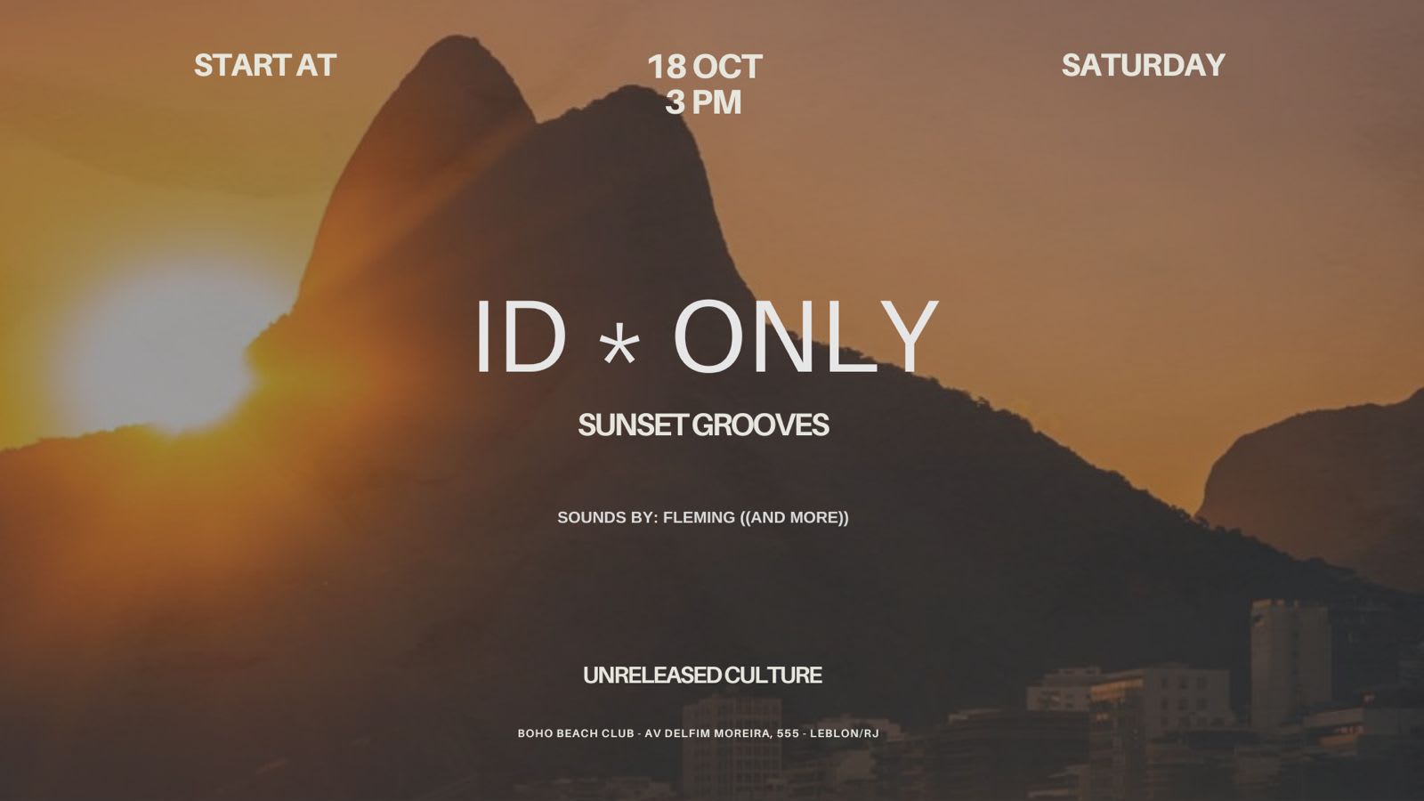 Id Only | Sunset Grooves @ Boho Beach Club Cover