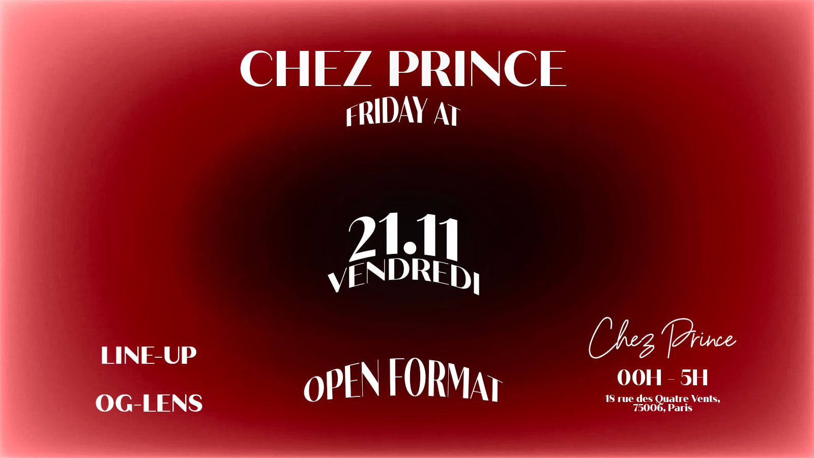 Friday At | @Chez Prince Paris | Open Format Music Cover