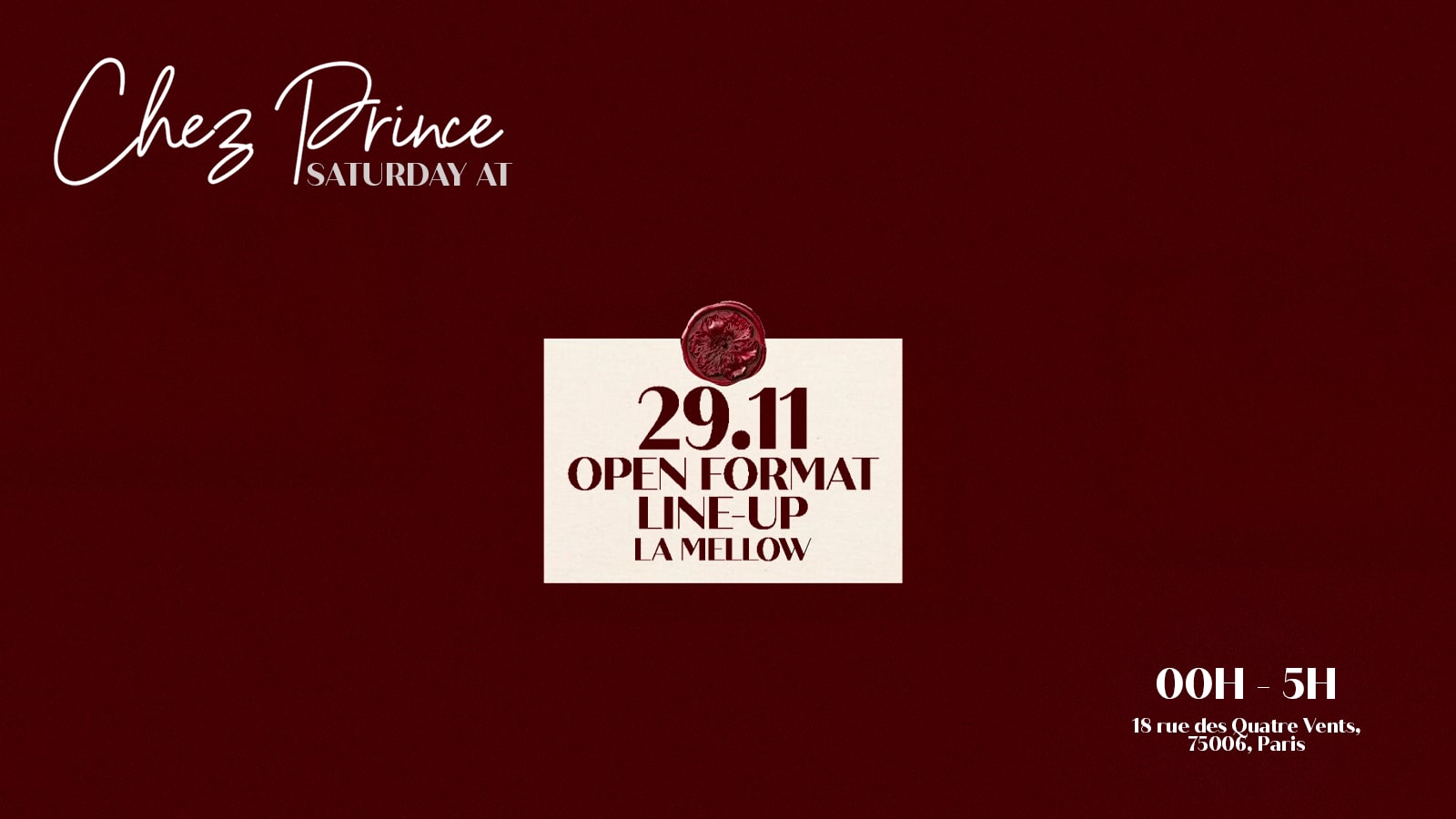 Saturday At | @Chez Prince St-Germain | Open Format Music Cover