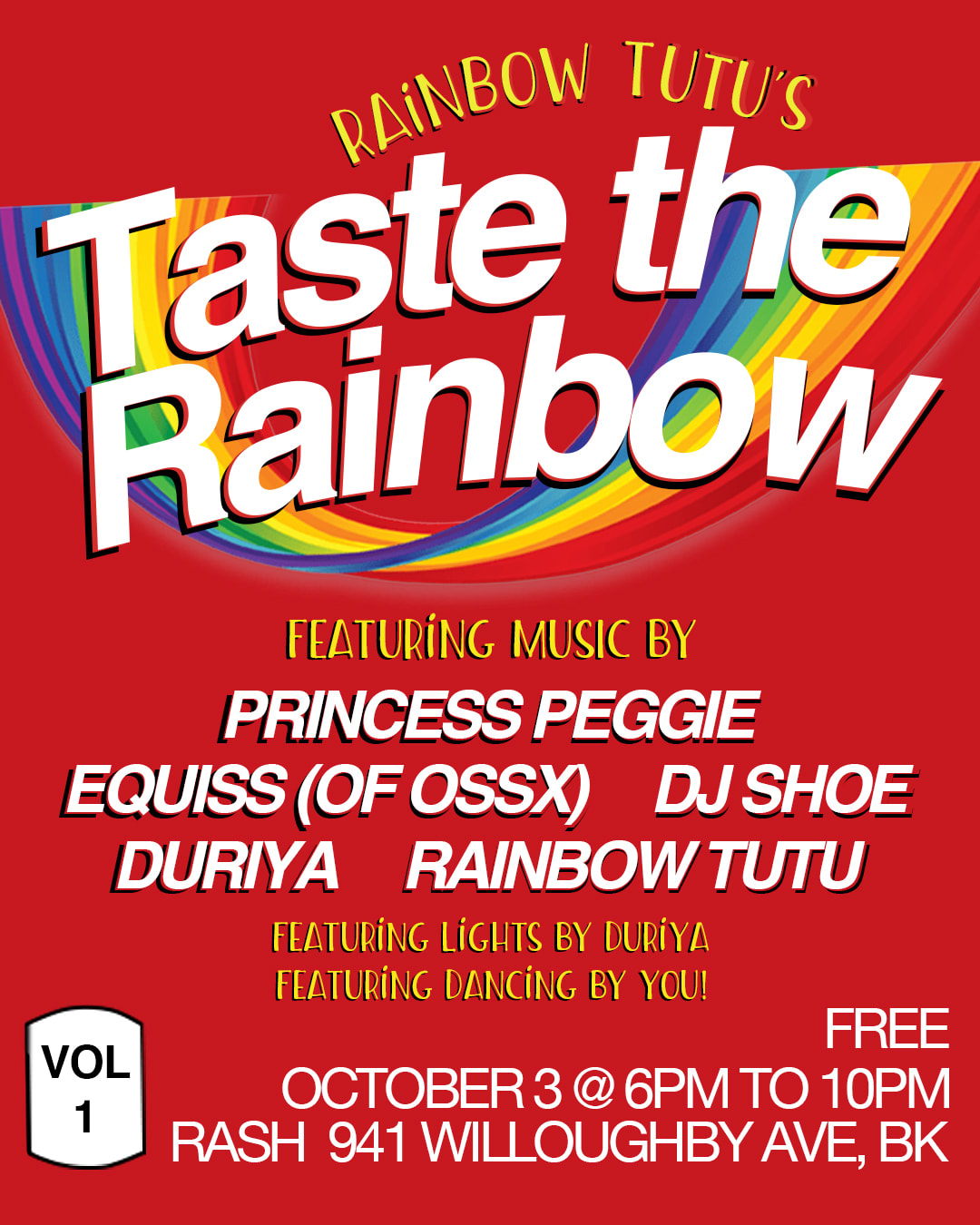 Taste The Rainbow: Free Happy Hour Party W/ Princess Peggie Cover
