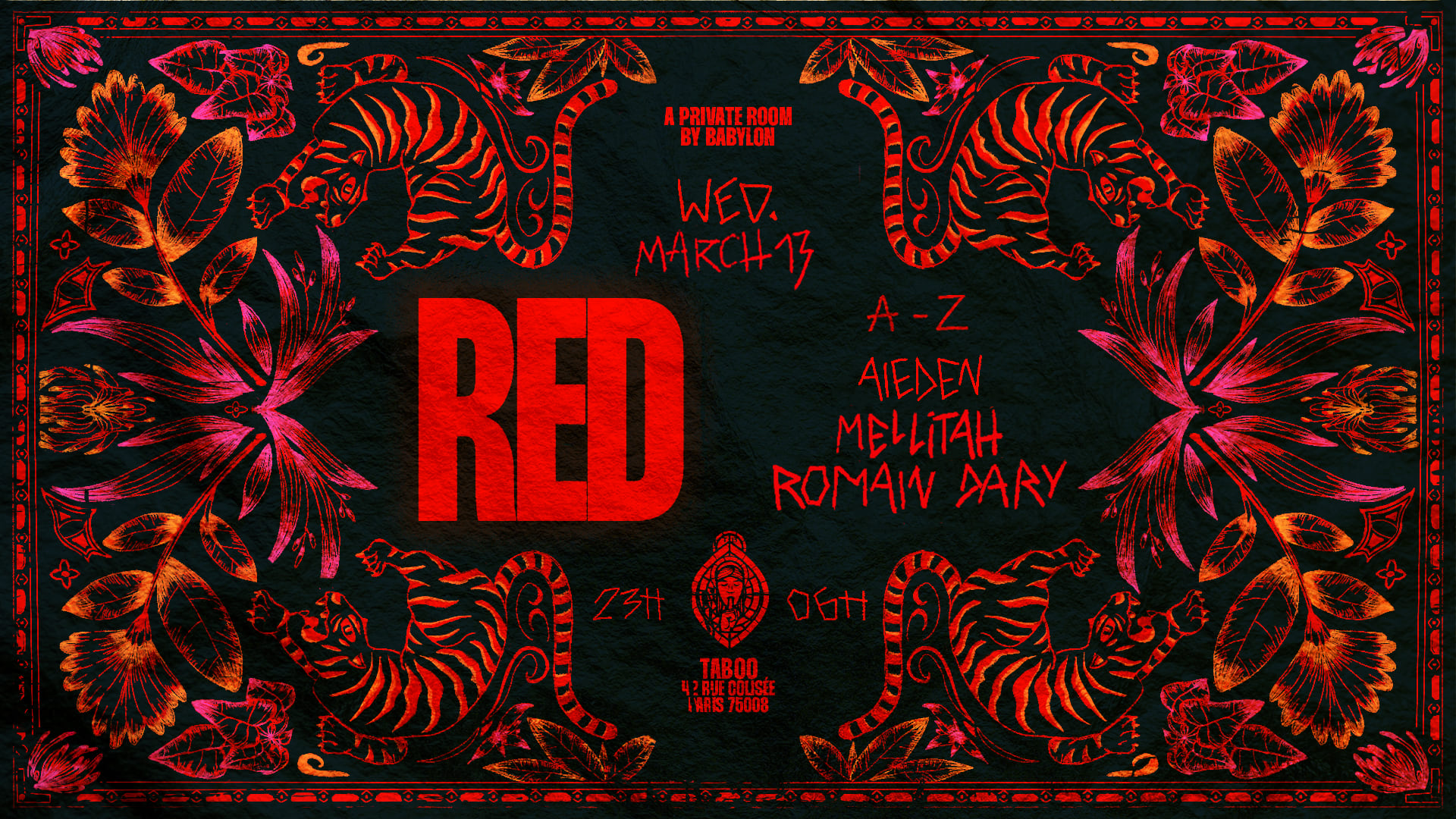 Red 13/03 - A Private Room By Babylon @Taboo Cover