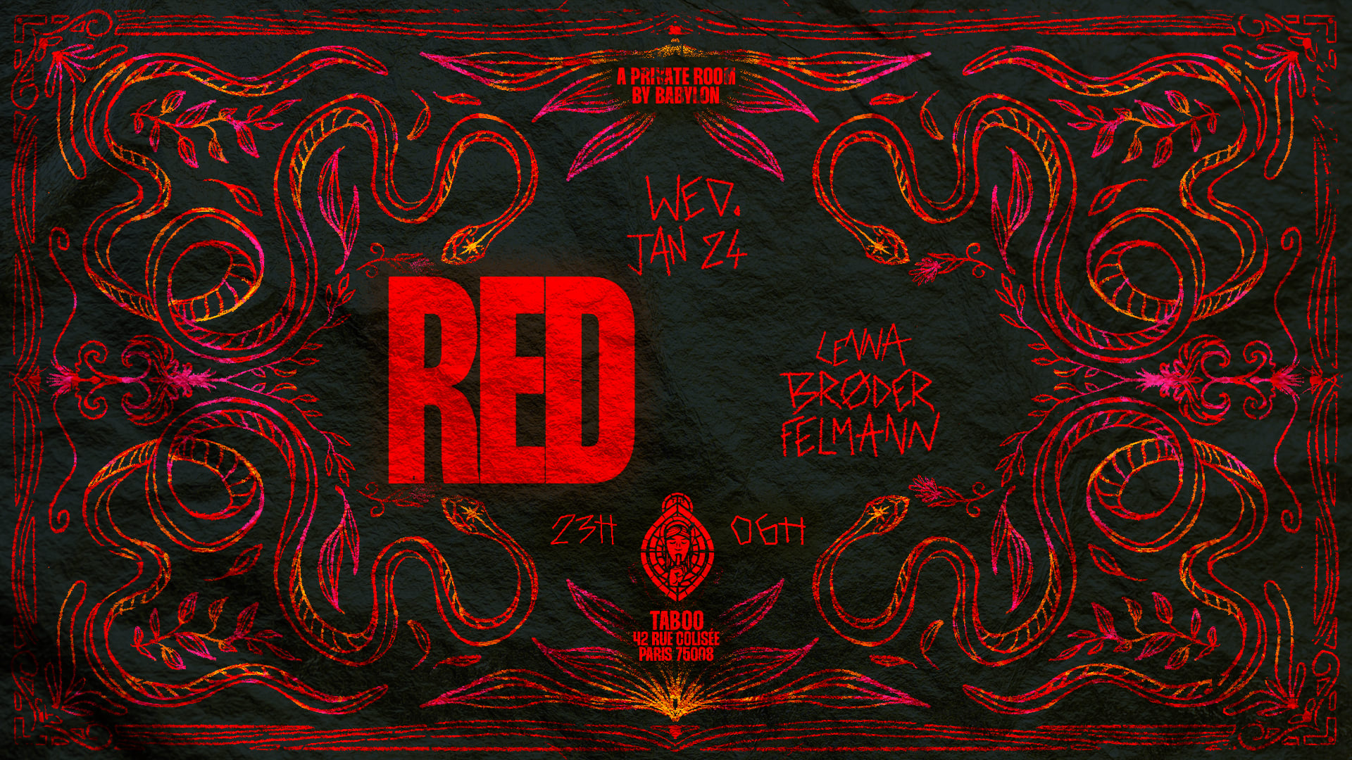 Red 24/01 - A Private Room By Babylon @Taboo Cover