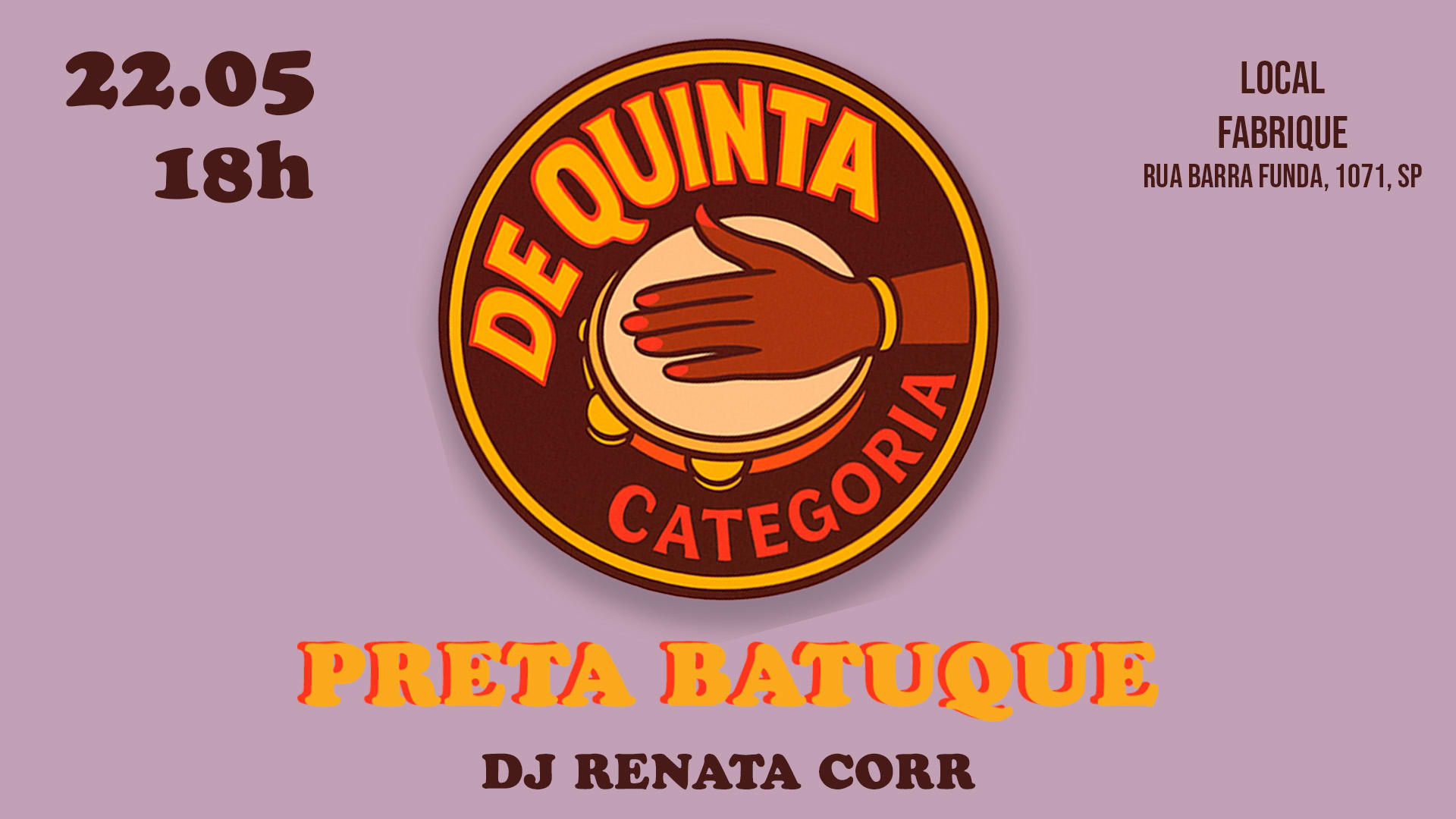De Quinta Categoria | Sambe Com Preta Batuque | Quinta 22.05 Cover
