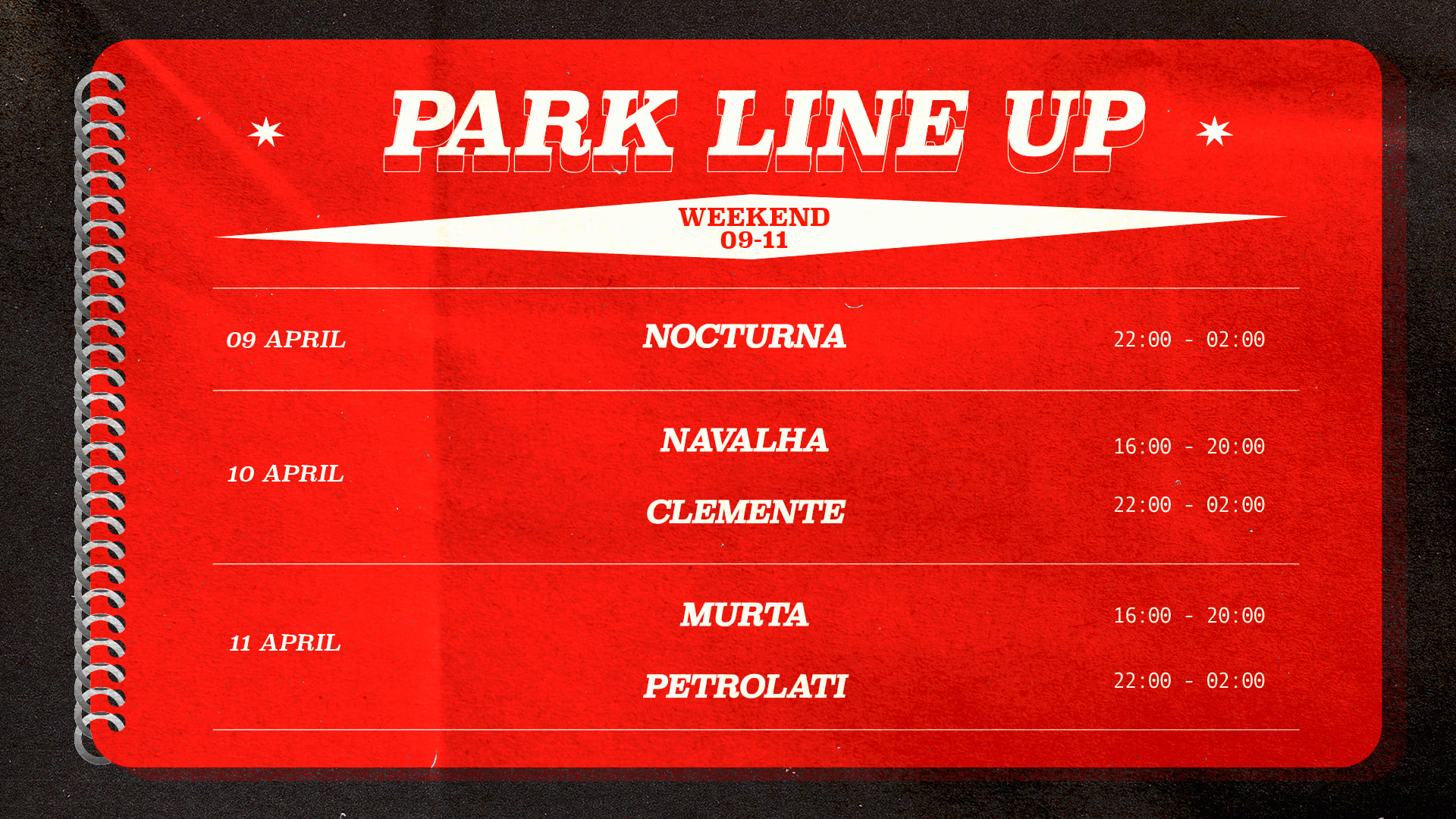 Park: Weekend @April 9-11 Cover