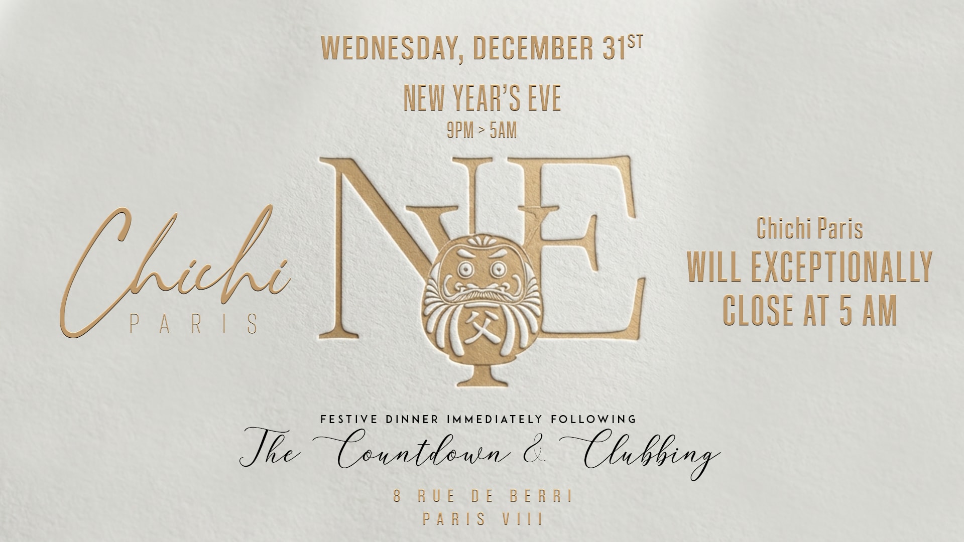 New Year's Eve - Wednesday, December 31st - Chichi Paris Cover