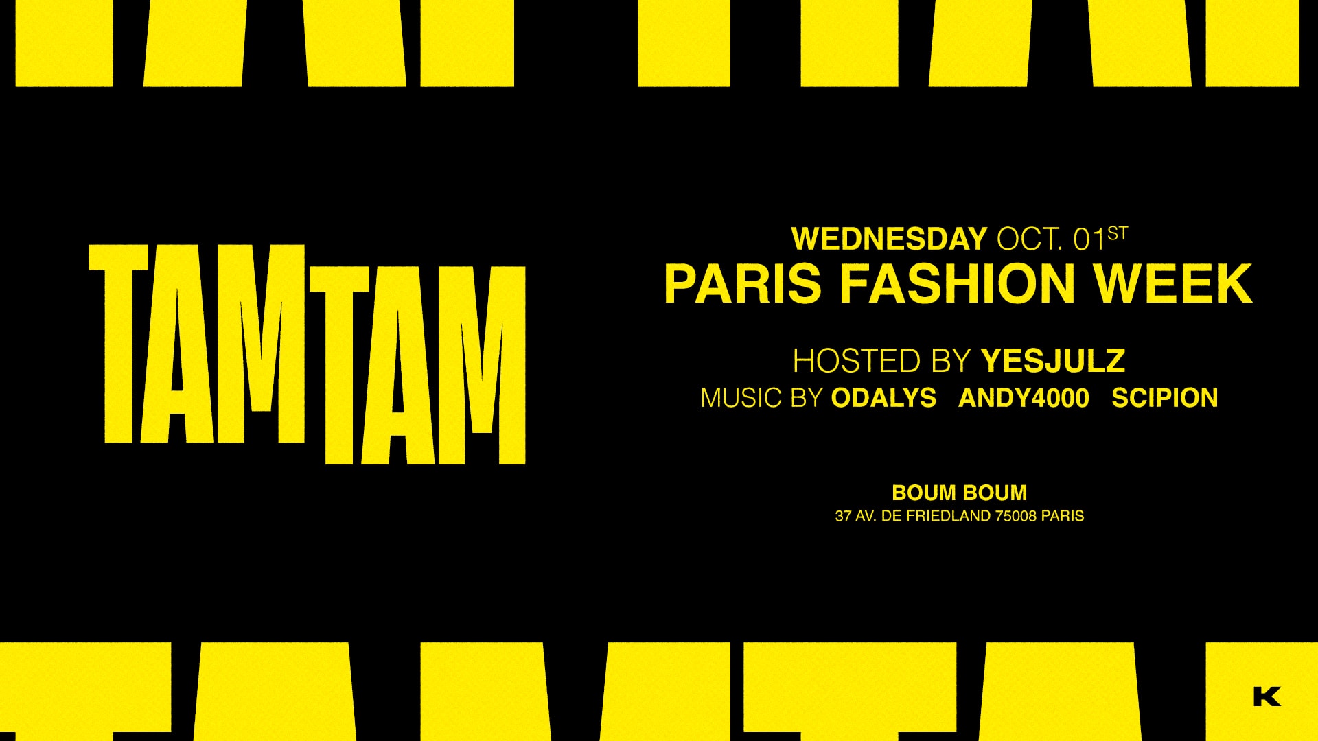 Mercredi 1er Octobre - Fashion Week Tam Tam -Julz & Friends Cover