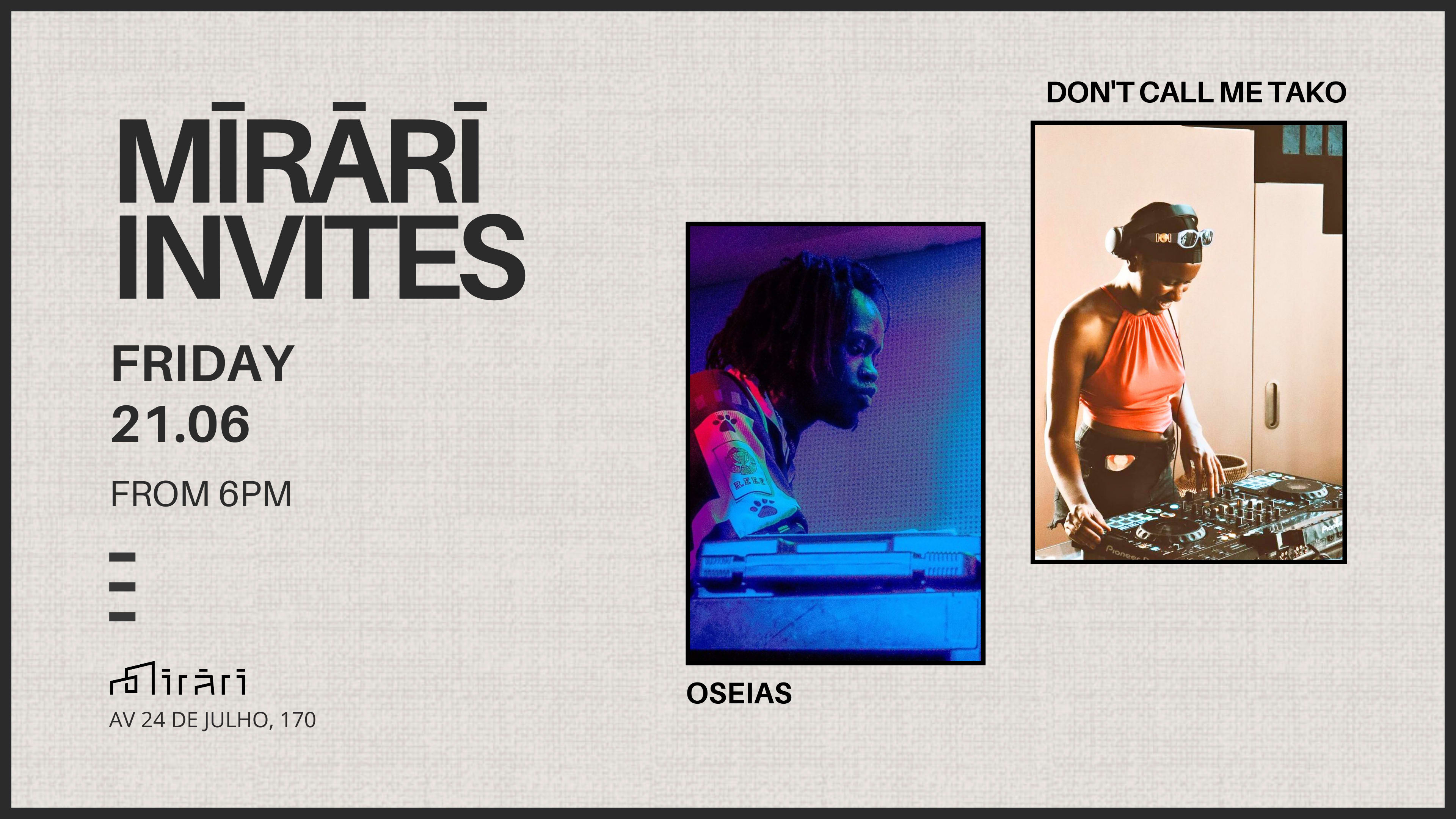 Mirari Invites: Oseias & Don't Call Me Tako Cover