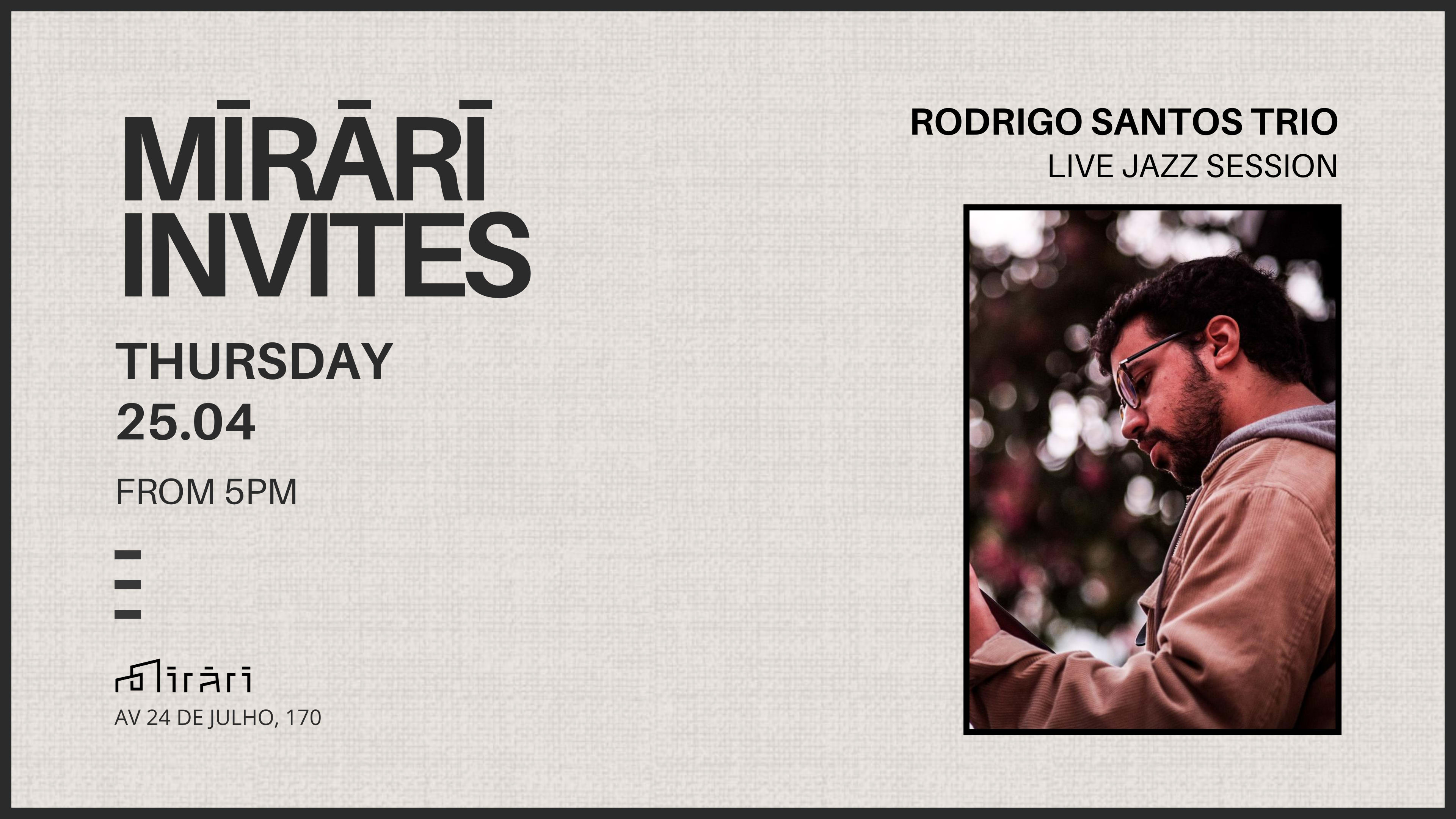 Mirari Invites: Rodrigo Santos Trio Cover