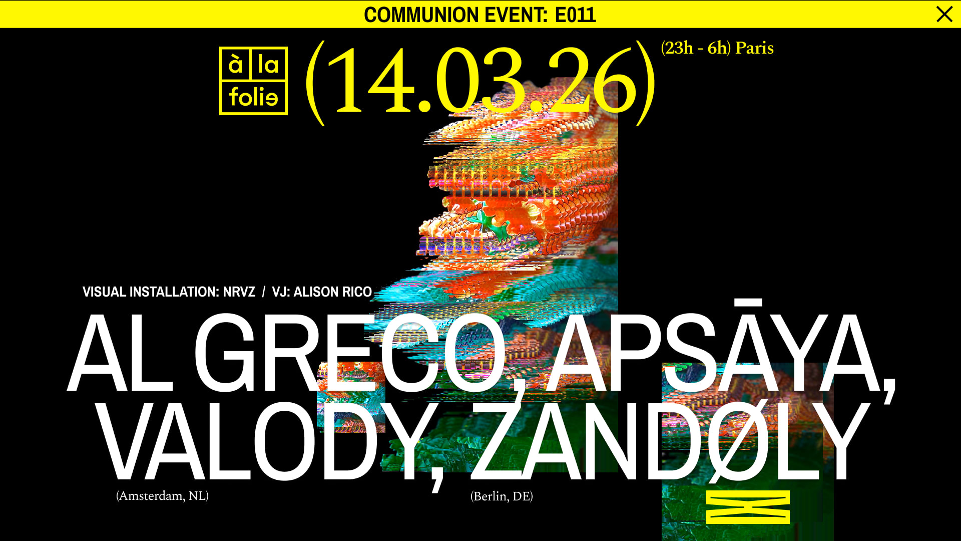 Communion - A La Folie - 14 Mars Cover