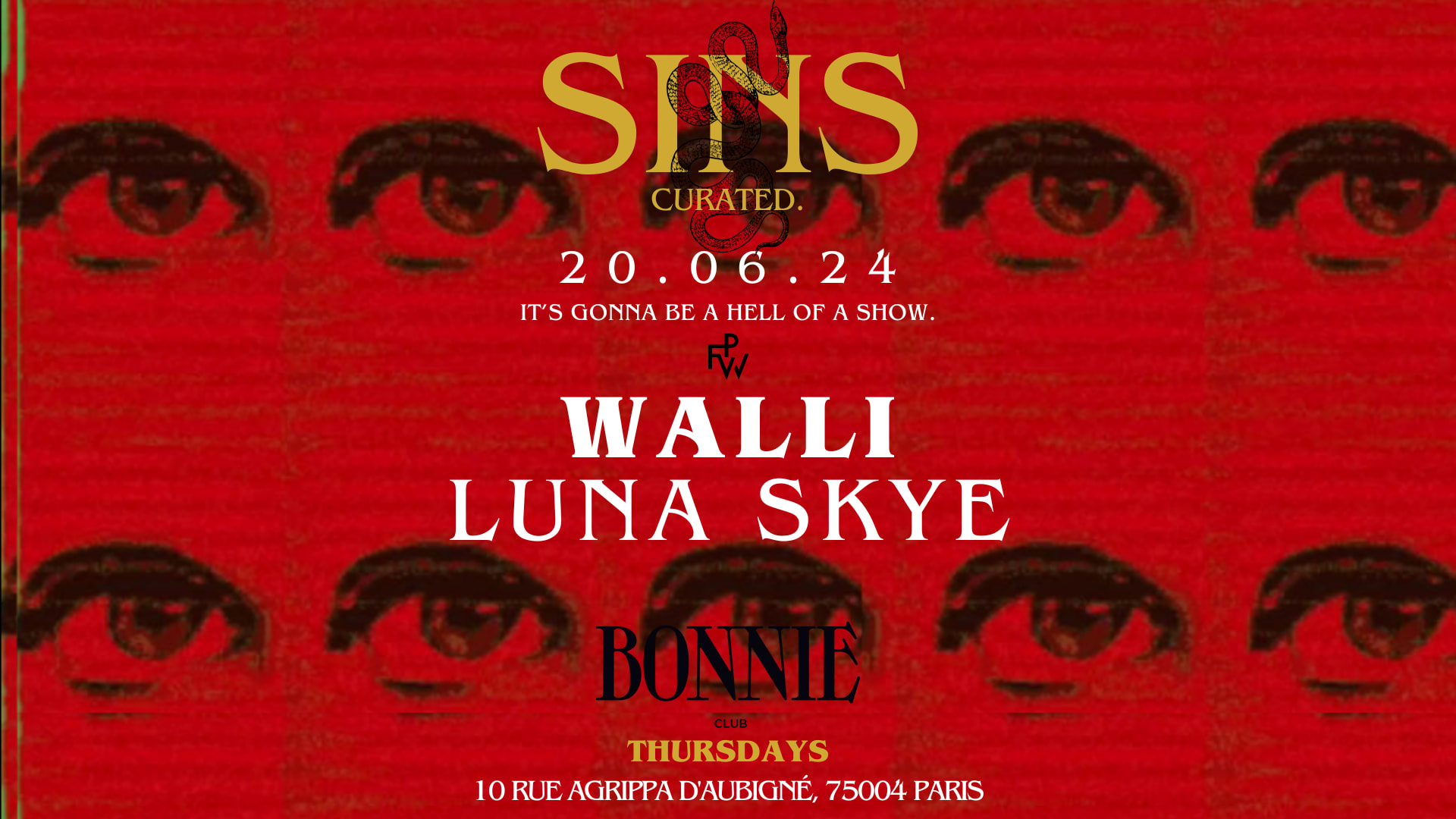 Sins Curated Fw At Bonnie Club - Thursday 20.06 Cover