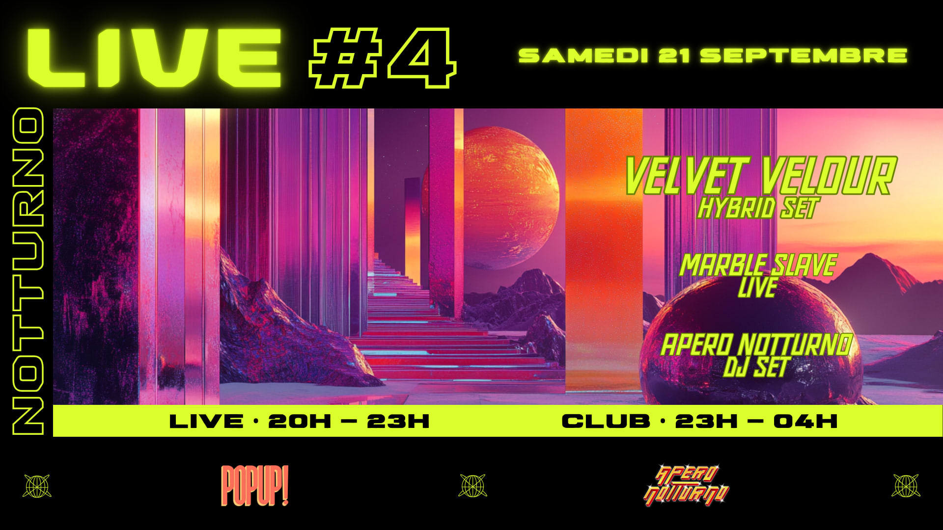 Notturno Live: Velvet Velour • Marble Slave • Apero Notturno Cover