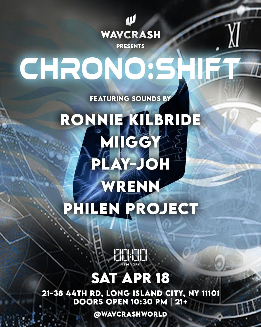 Wavcrash Presents Chrono:Shift At 00:00 Club Cover