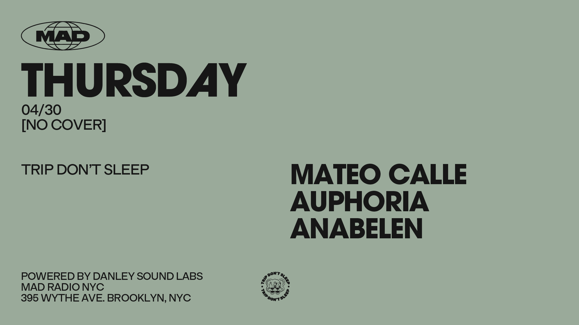 Trip Don't Sleep: Mateo Calle / Auphoria / Anabelen Cover