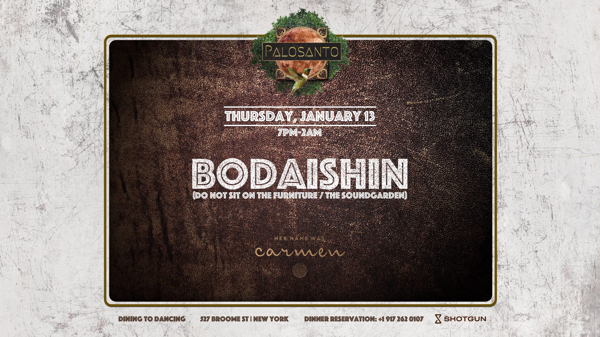  🦜 Palosanto: Bodaishin (Do Not Sit On The Furniture/The Soundgarden) Cover