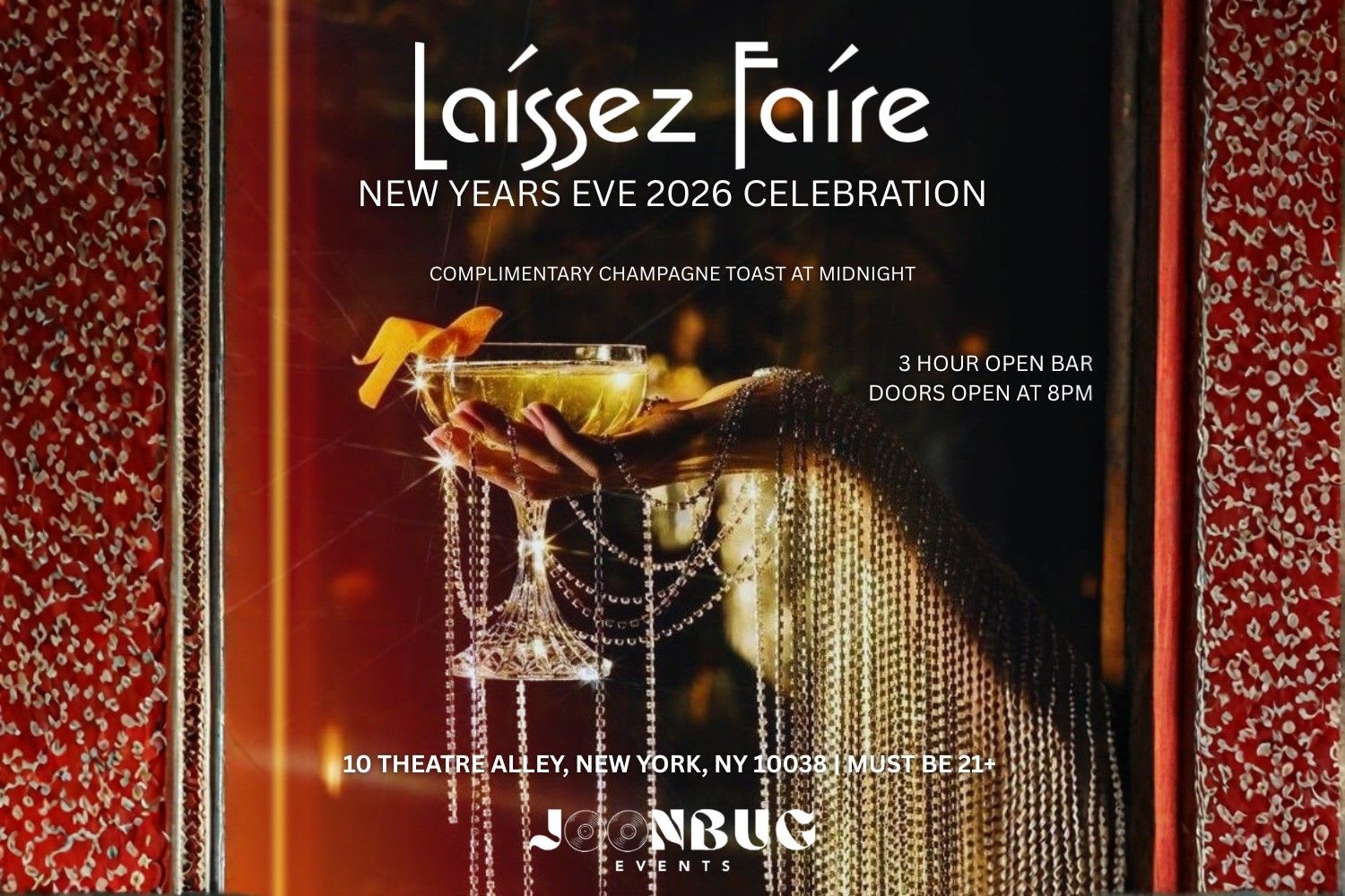 Laissez Faire's Nye26 Party Cover